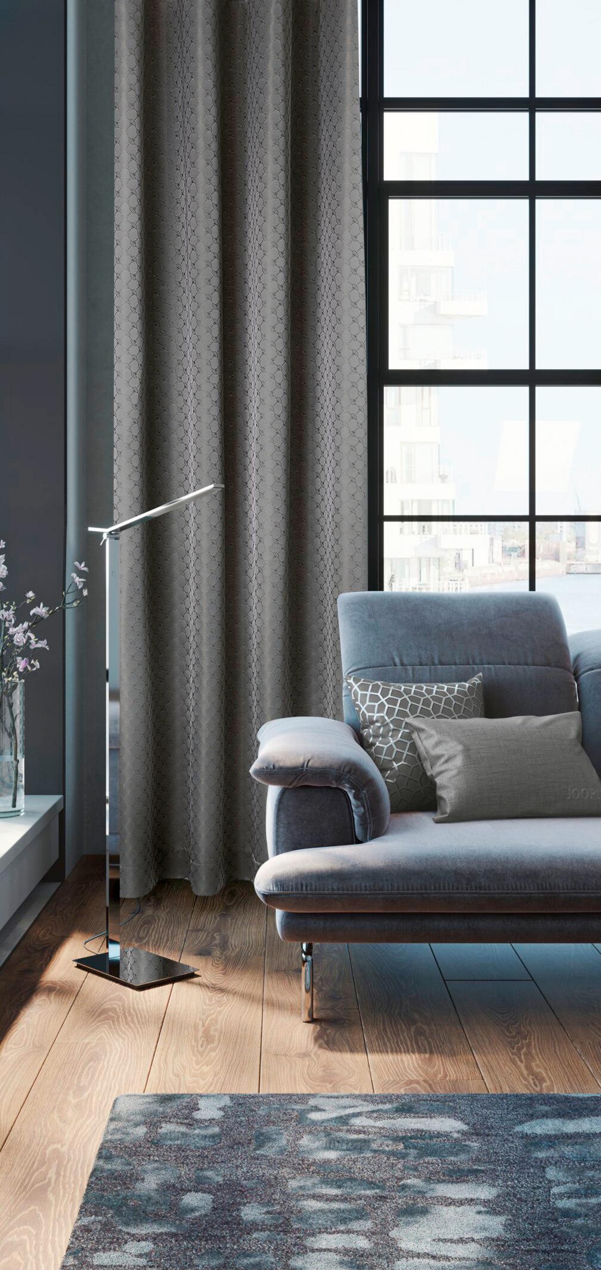 ZASŁONA NA PRZELOTKACH J-ALLOVERS JOOP! - szary, Design, tkanina (140/250cm) - Joop!