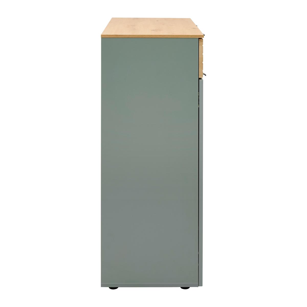 Kommode Bahia-M Grün/Eiche Artisan - Schwarz/Eiche Artisan, MODERN, Holzwerkstoff/Metall (122/101/41cm) - Mömax