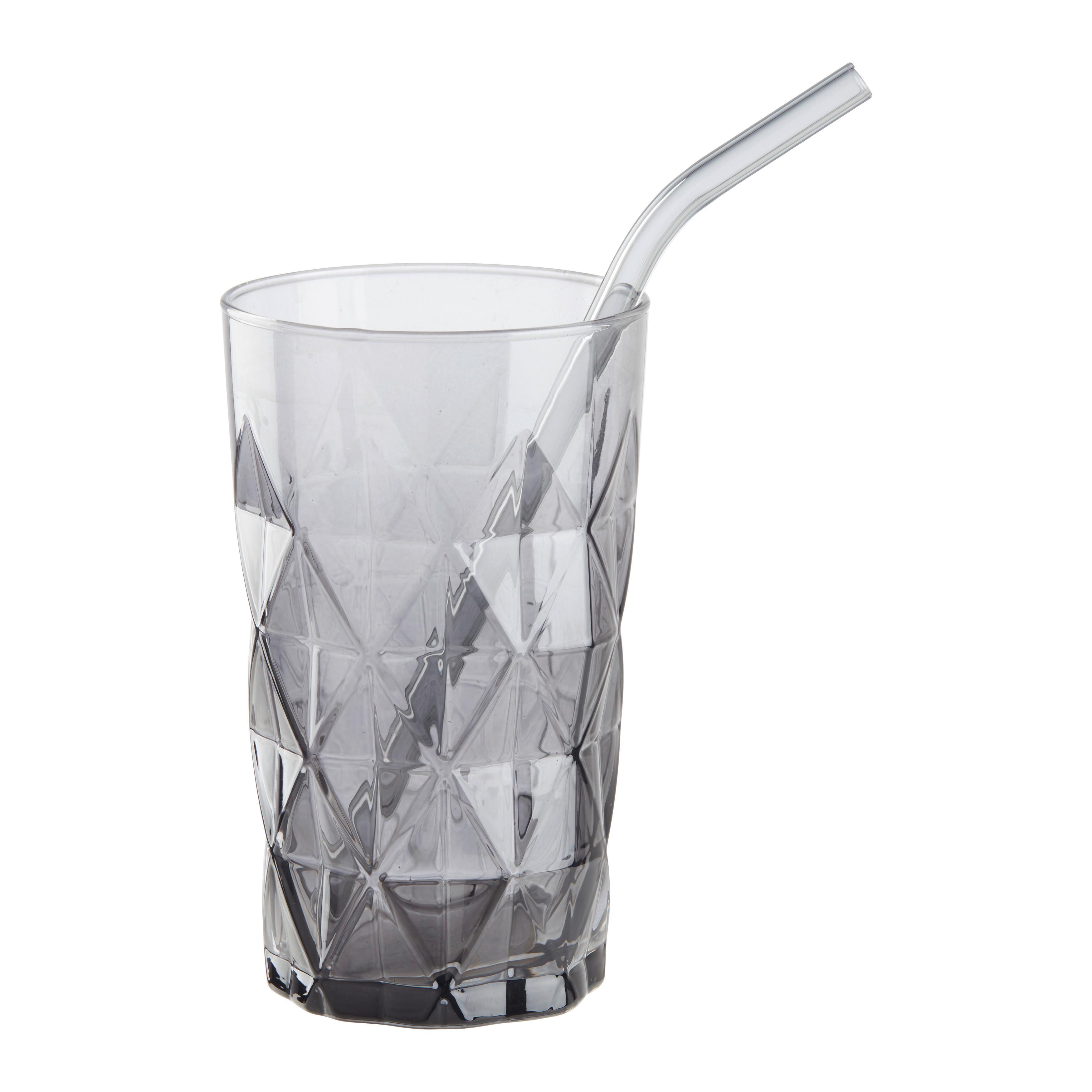 Trinkhalm Jessy Schwarz/Transparent, 7er Set - Transparent/Schwarz, Glas (20cm) - Premium Living