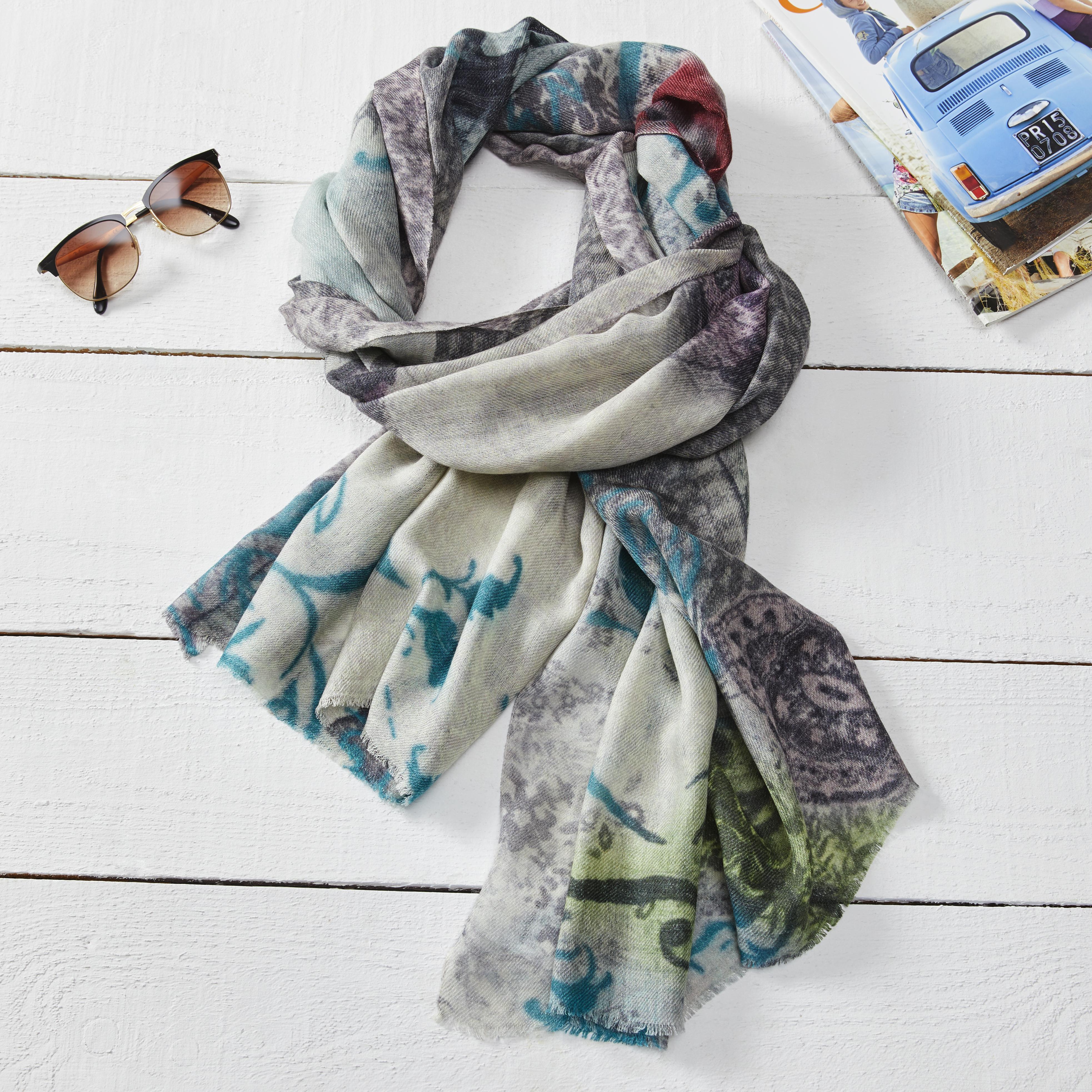 WOLLPASHMINA SCHAL SHALIMAR ca. 70X180 CM - Blau, MODERN, Textil (70/180cm) - Bessagi Home