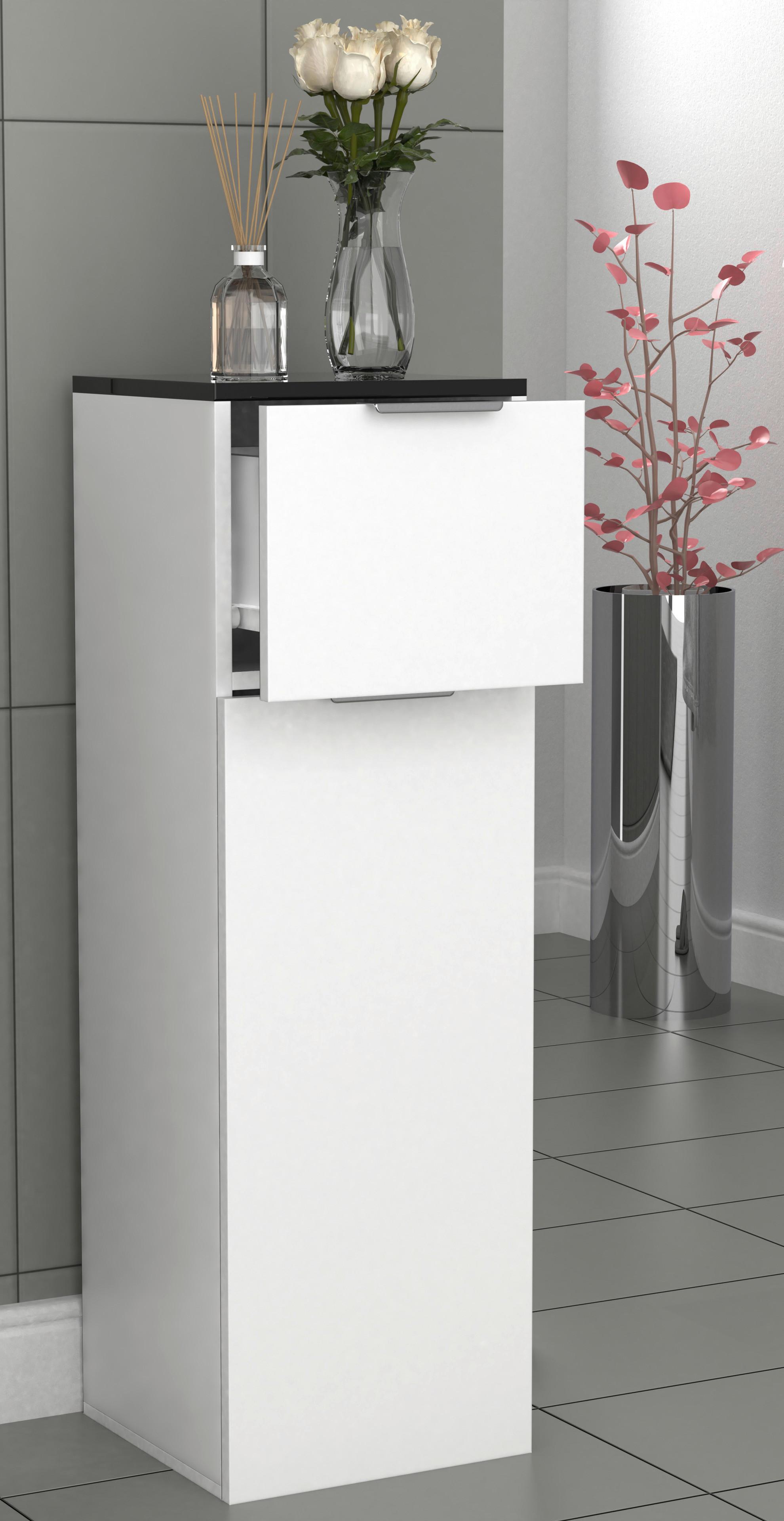 Highboard Donali ca. 30x95 cm Weiß/Schwarz - Silberfarben/Schwarz, MODERN, Holzwerkstoff/Kunststoff (30/95/30cm) - MID.YOU