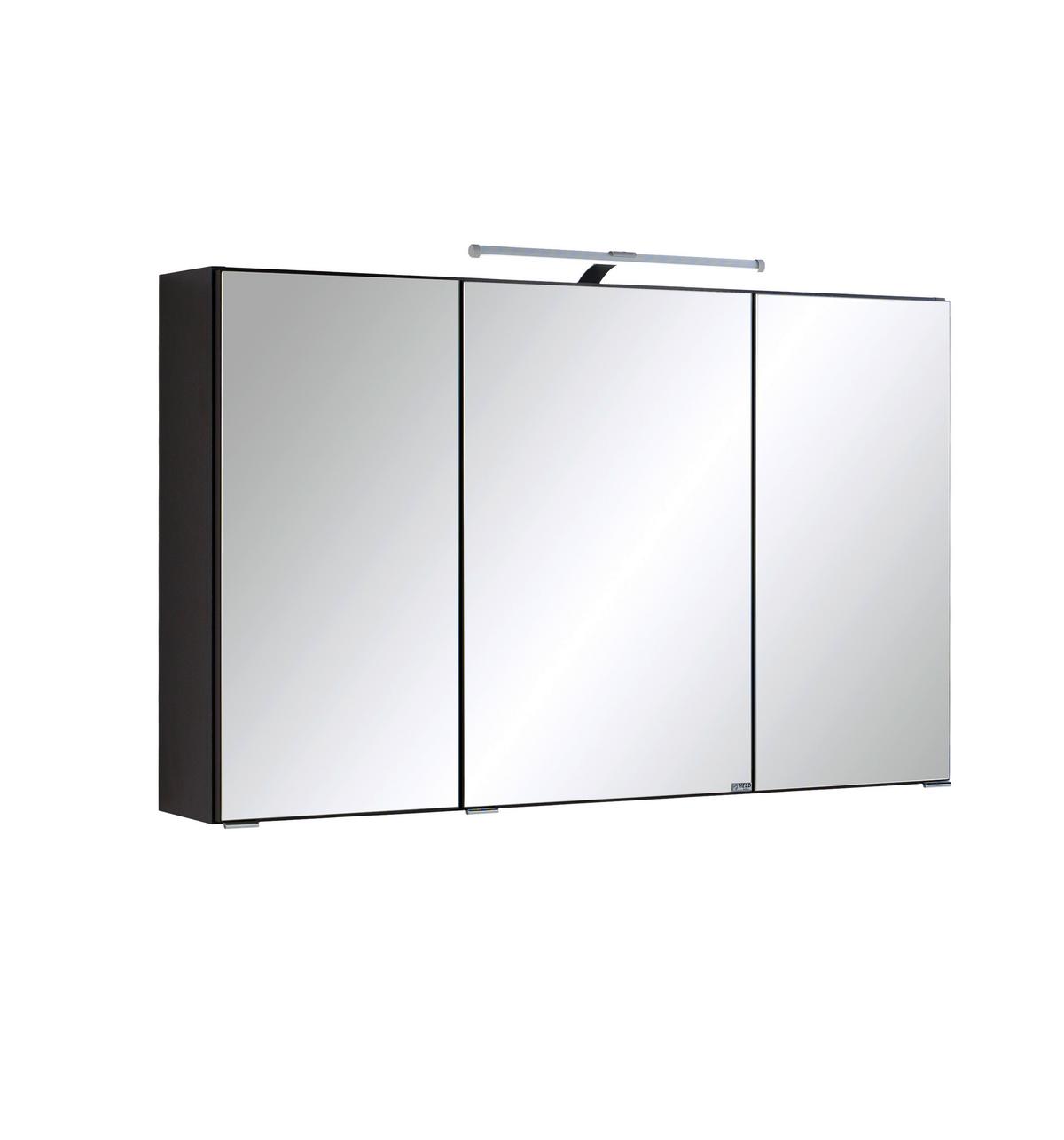 Spiegelschrank Cardiff 3-türig ca. 100x64 cm Graphitfarben - Chromfarben, KONVENTIONELL, Glas/Holzwerkstoff (100/64/20cm) - Held