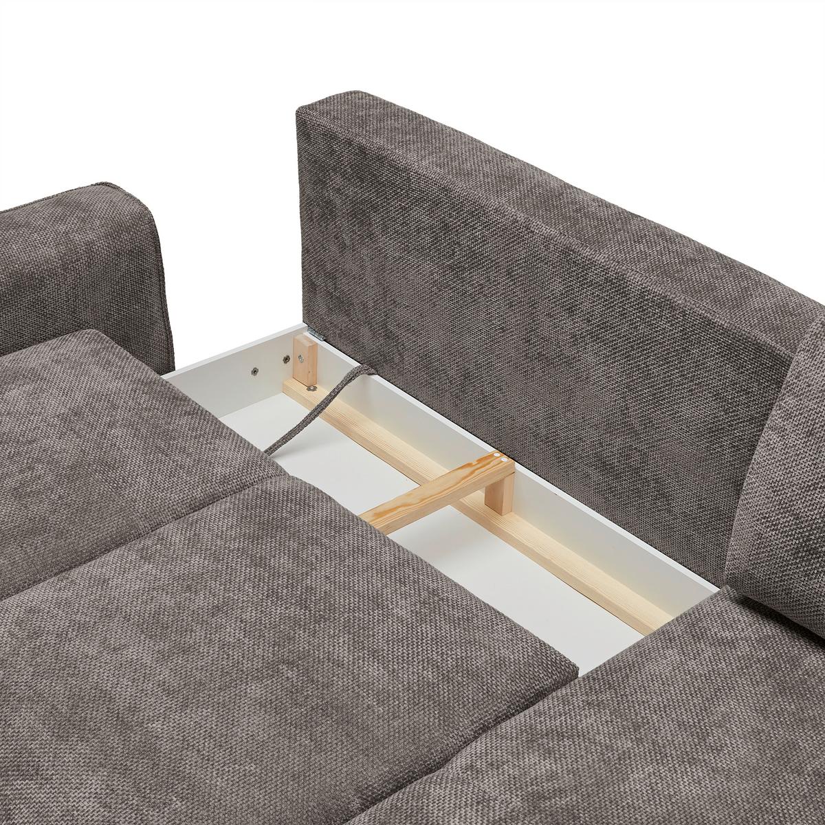 Ecksofa  Custom Dunkelgrau - Dunkelgrau/Schwarz, MODERN, Textil/Metall (255/85/164cm) - Mömax