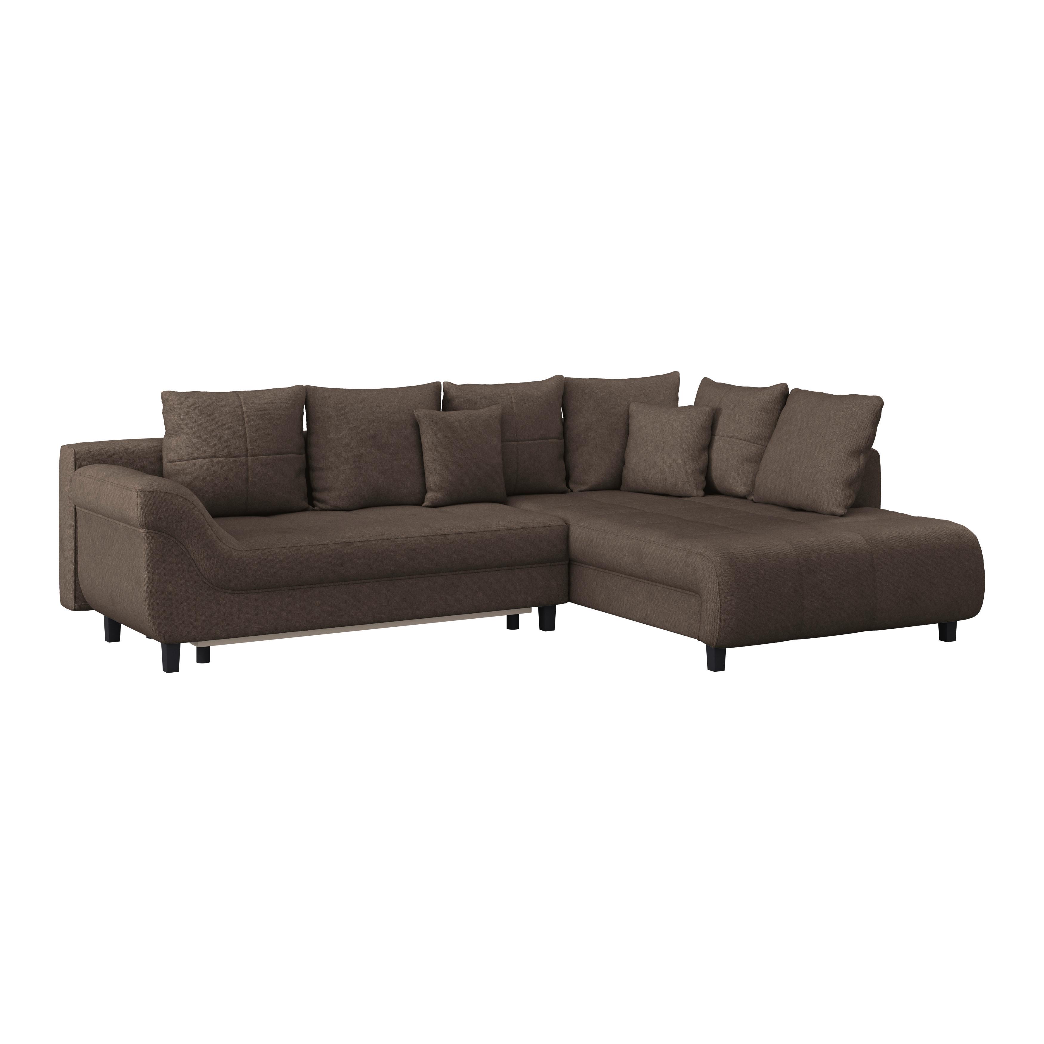 Kutna Garnitura Mendoza - tamno smeđa/siva, Design, tekstil/drvo (309/197cm) - Modern Living