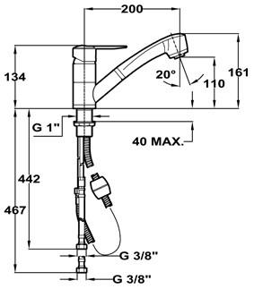 Baterie de bucătărie TEKA MTP 978 GRANIT TOPASBEJ - Modern (15cm) - Teka