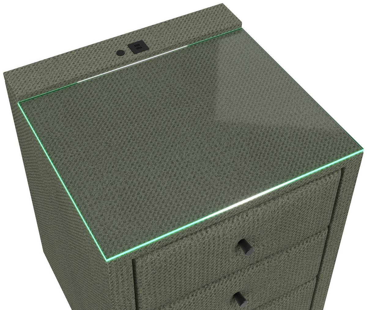 Noćni Ormarić Brisbane I - zelena, Trend, staklo/drvni materijal (49,5/56,5/46cm) - Premium Living