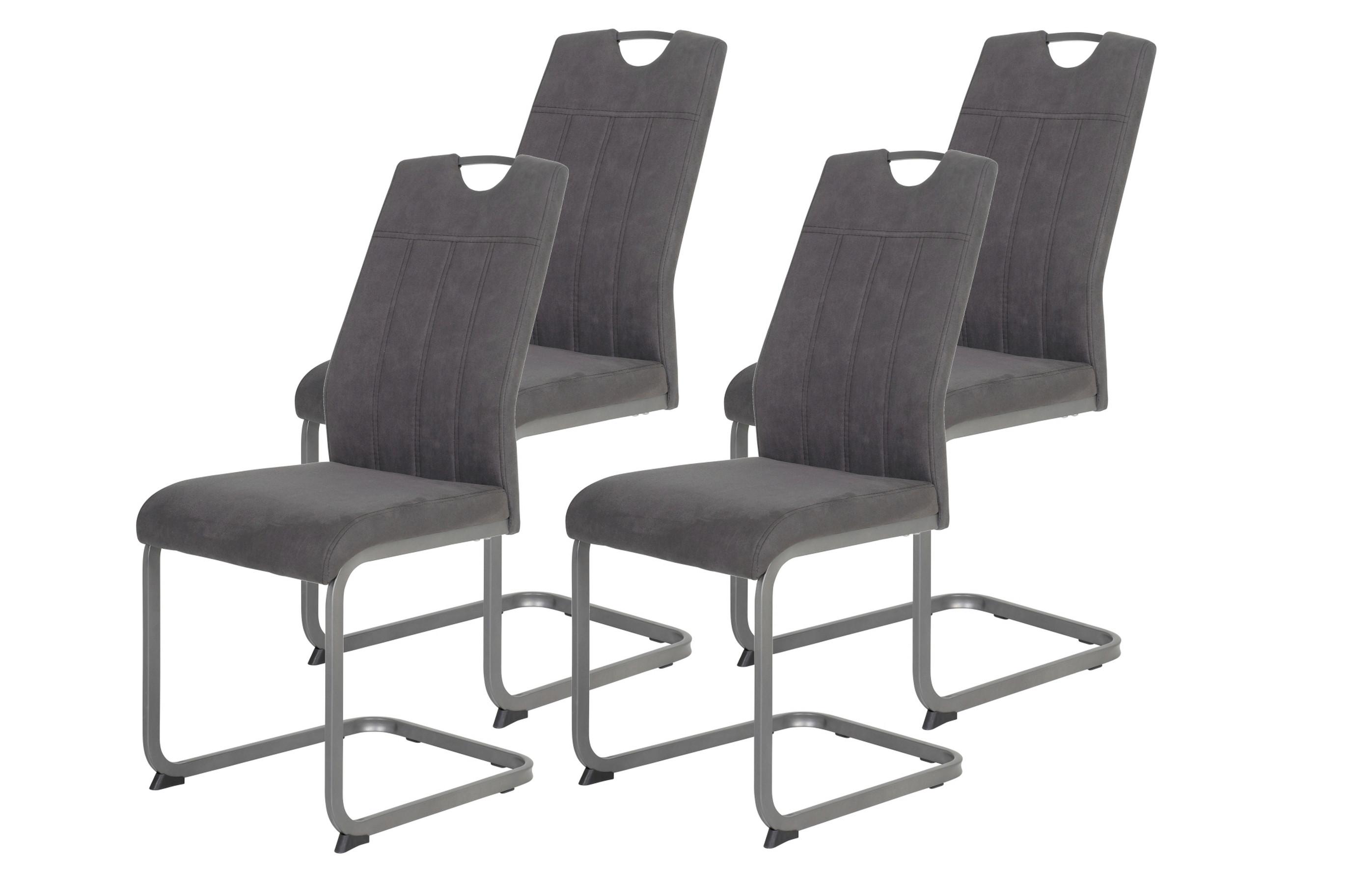 SCHWINGSTUHL-SET CHRISTINA II S 4ER-SET - Anthrazit/Grau, MODERN, Textil/Metall (44/61/98cm) - MID.YOU