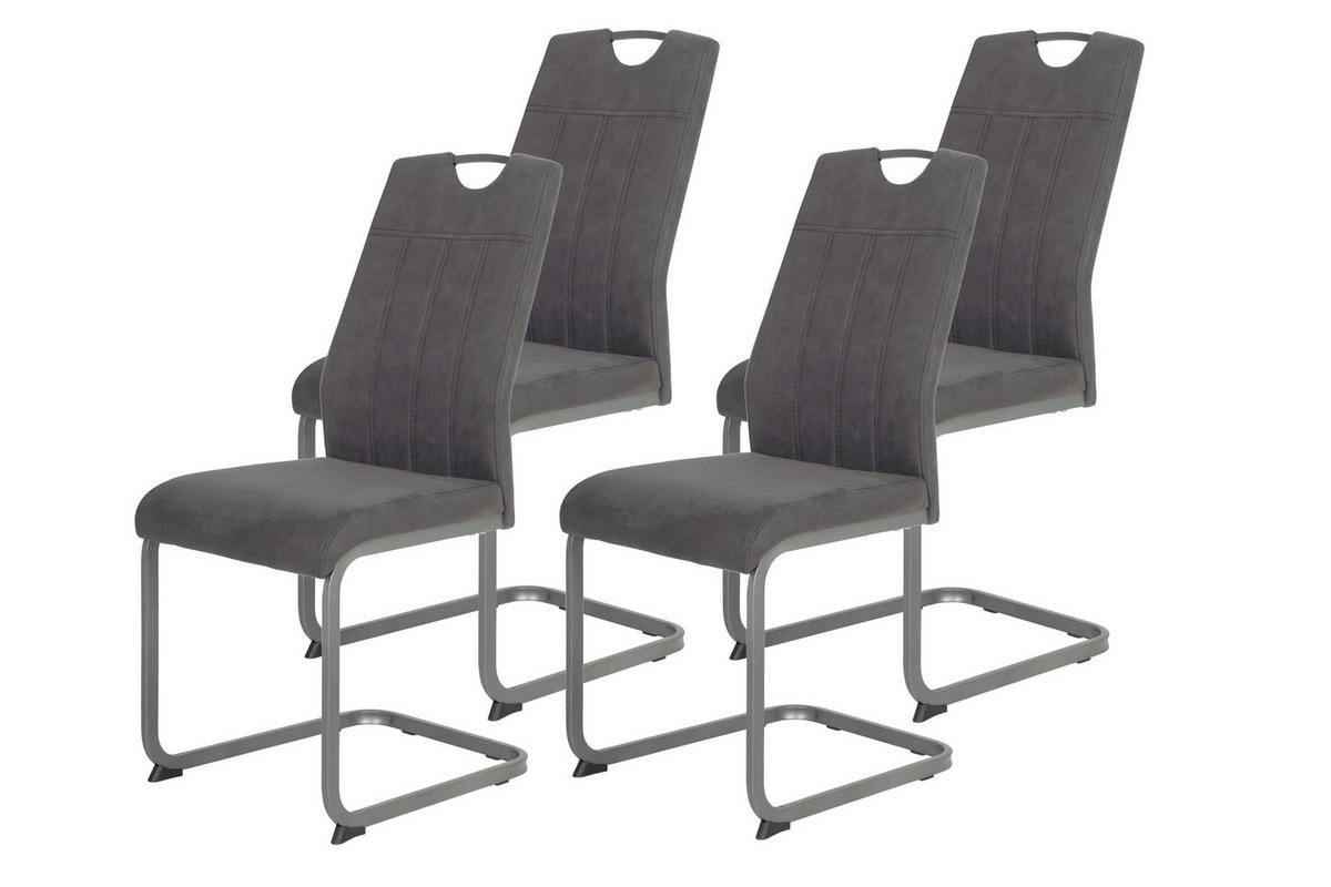 SCHWINGSTUHL-SET CHRISTINA II S 4ER-SET - Anthrazit/Grau, MODERN, Textil/Metall (44/61/98cm) - MID.YOU
