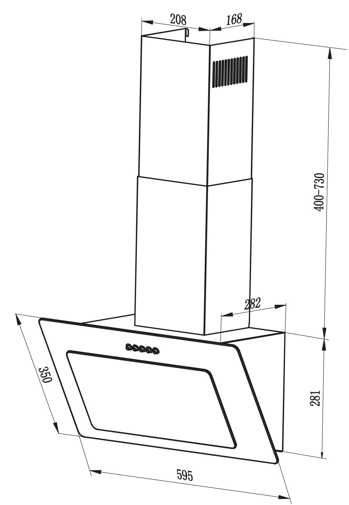 Dunstabzugshaube S22-60BBPY Schwarz - Schwarz, Basics, Metall (60/102/29cm) - PKM