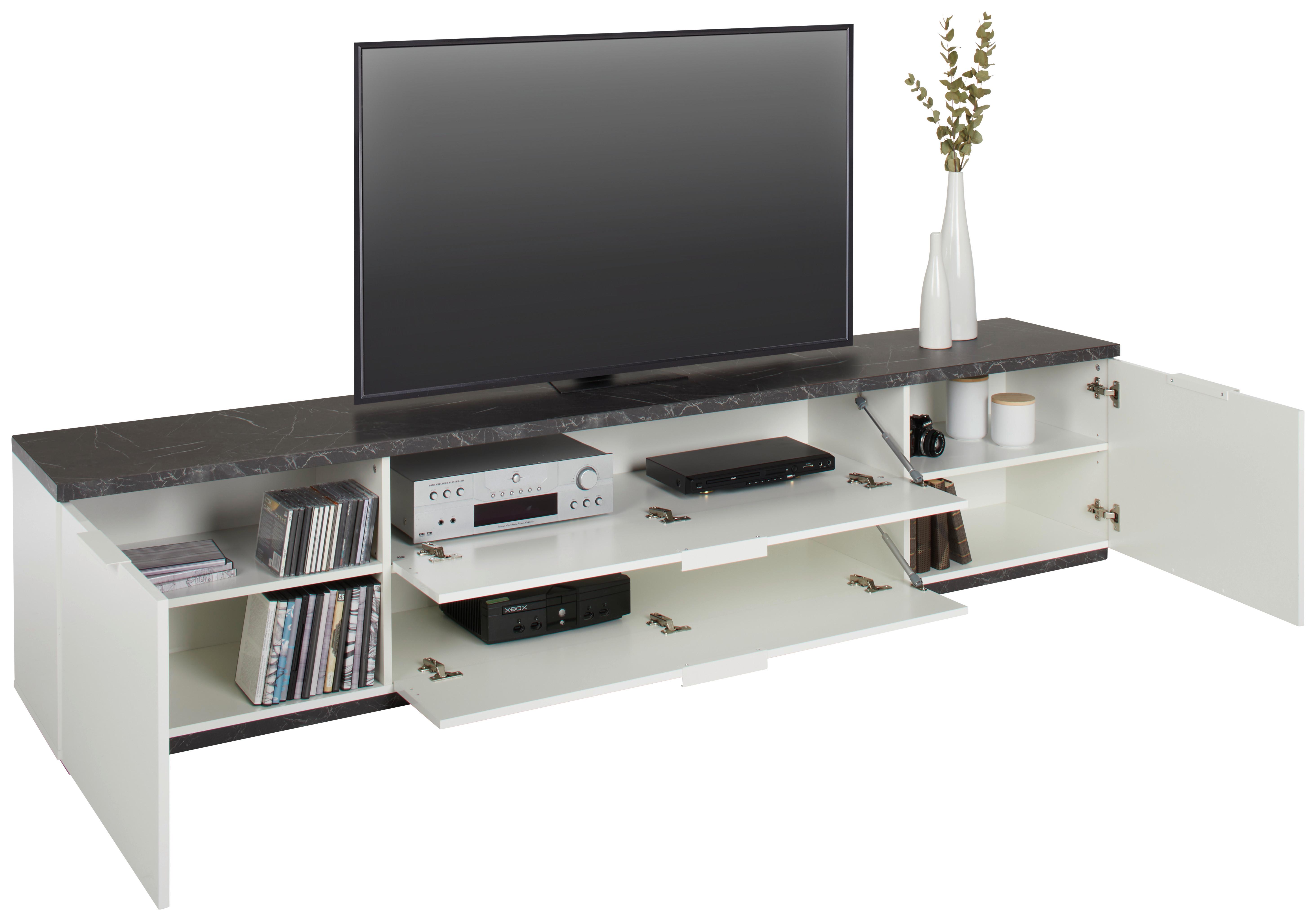 TV-BÄNK MUNDI - vit/vit högglans, Modern, metall/trämaterial (240/51/45cm) - Mömax