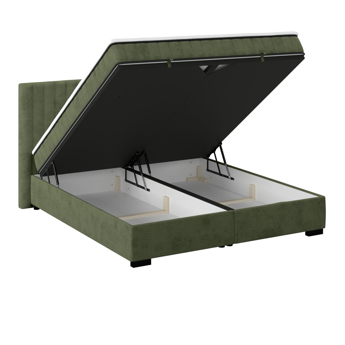 Box Krevet Maya C - maslinasto zelena/crna, Moderno, drvni materijal/drvo (200/220cm) - Based