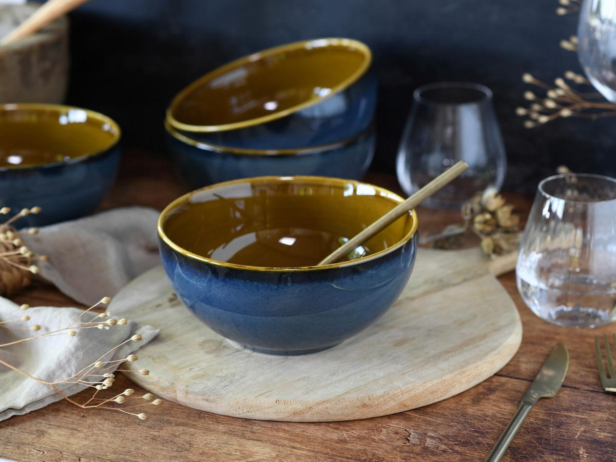 Schüsselset Mallorca Blau/Braun, 4-teilig - Blau/Braun, Basics, Keramik (17,5cm) - Creatable