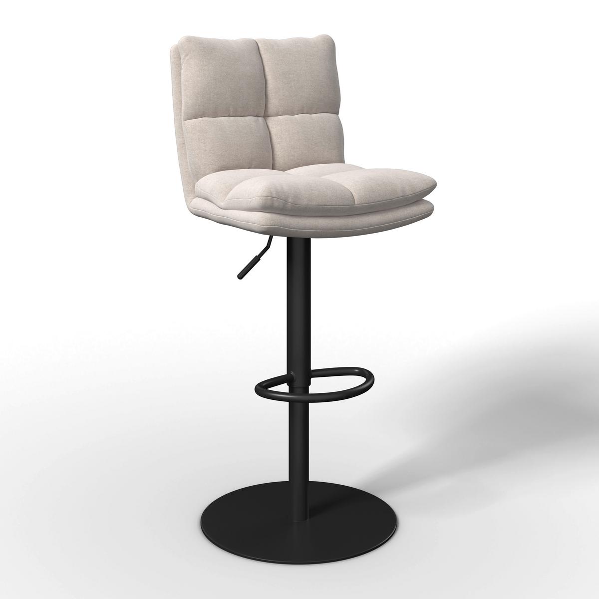 Barhocker Caja Creme Struktur Gepolstert - Creme/Schwarz, MODERN, Holz/Textil (47/87-107/49cm) - Bessagi Home