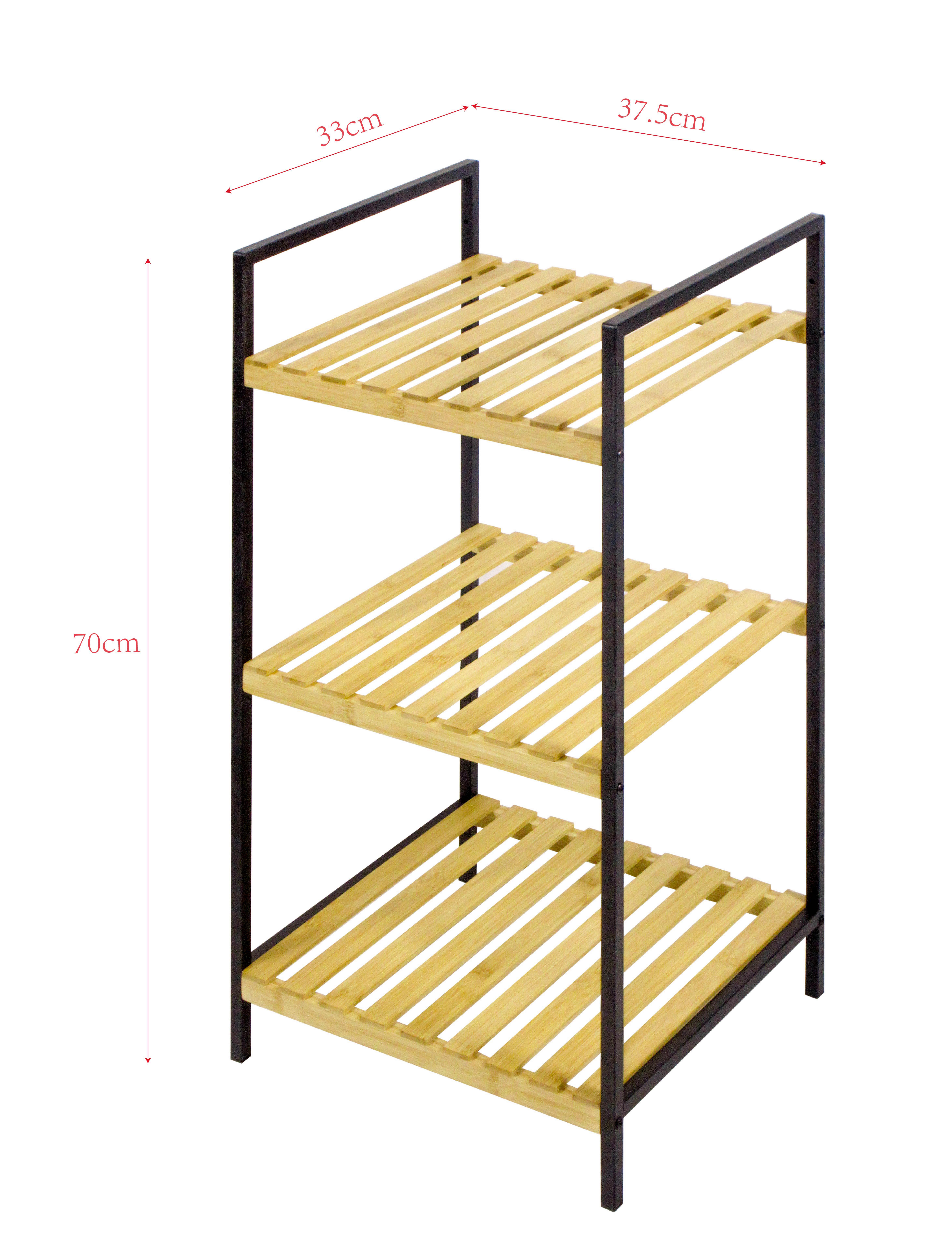 Etajeră FRANZ 1 - culoare natur/negru, Modern, materiale naturale/metal (37,5/70/33cm) - Modern Living