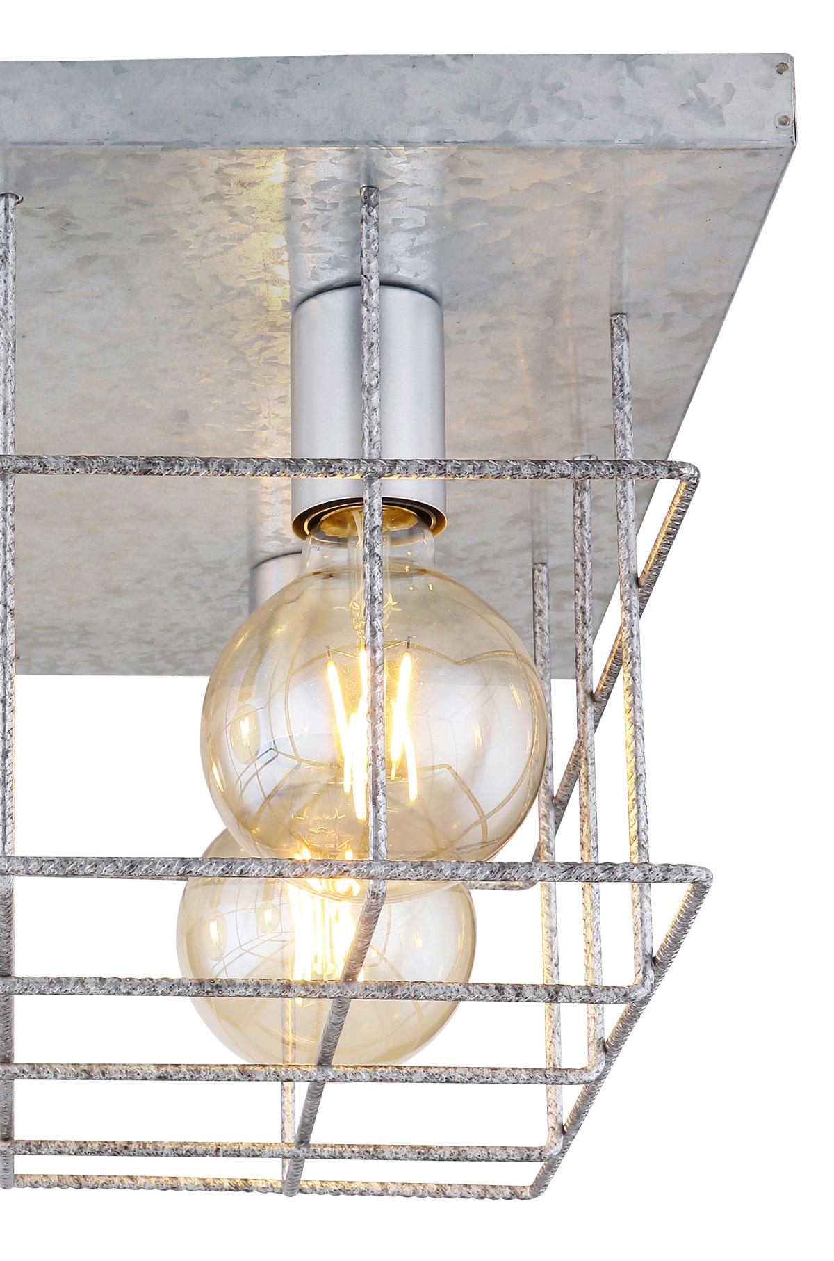 Deckenleuchte Merril Zinkfarben max. 60 Watt - Zinkfarben, Design, Metall (40/40/26cm) - Globo