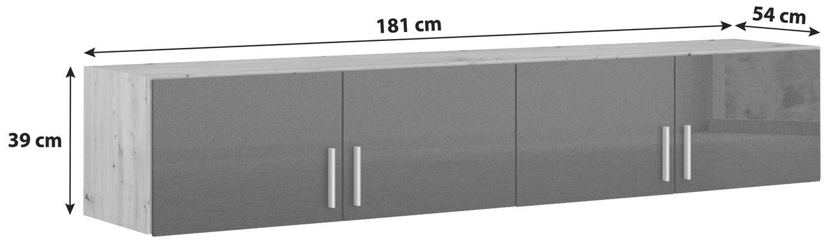 Nastavek Za Omaro Celle Extra, Temno Siva, Barva Hrasta - temno siva/barve aluminija, Design, umetna masa/leseni material (181/39/54cm) - Mömax