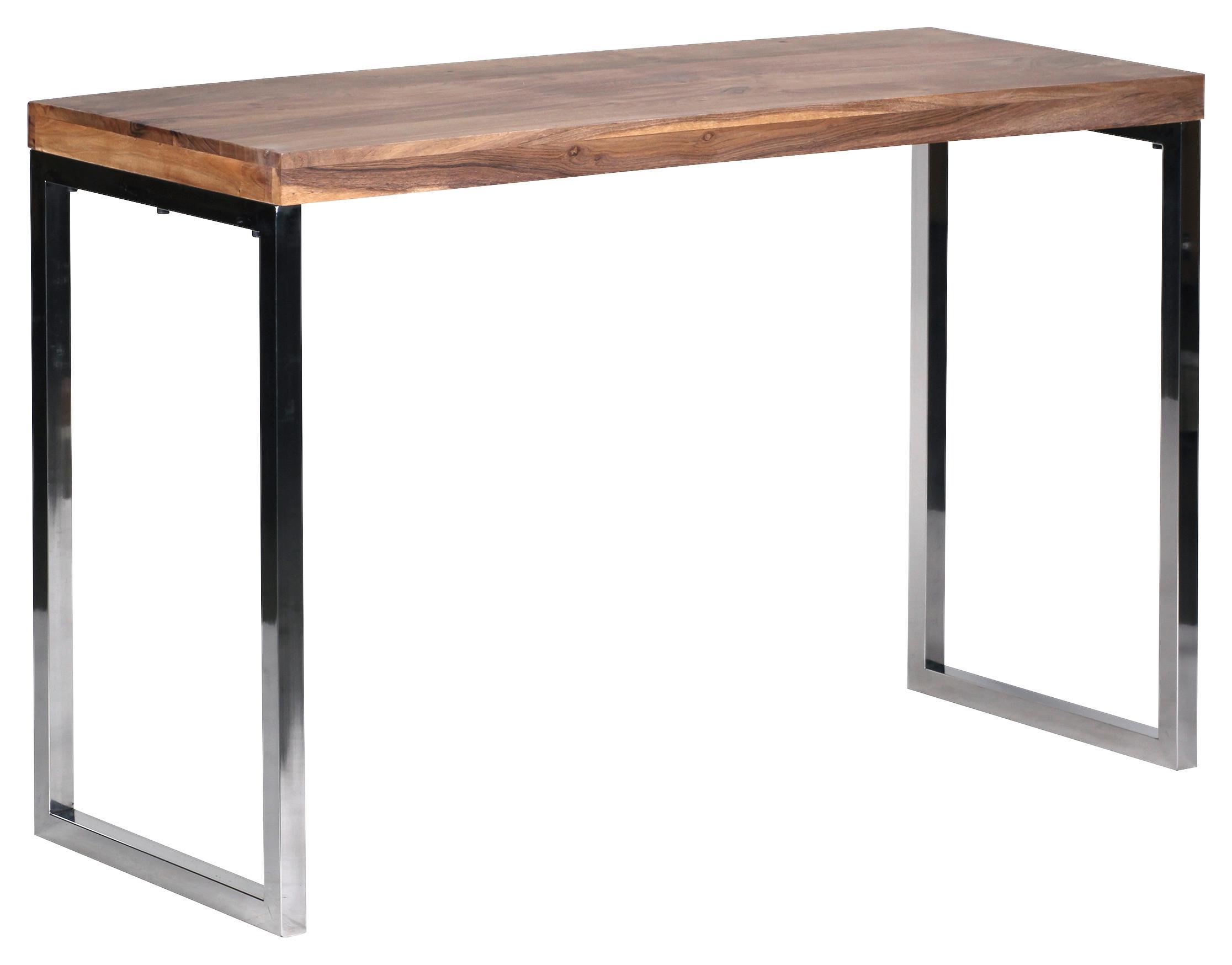 Konzolna Mizica Guna - barve kroma/barve akacije, Moderno, kovina/les (120/45/76cm) - MID.YOU