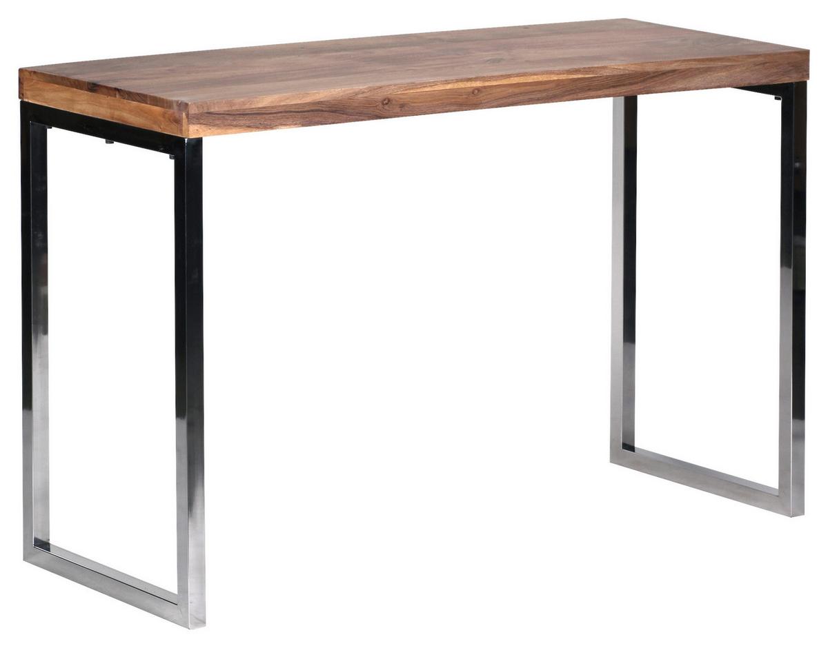 Konzolna Mizica Guna - barve kroma/barve akacije, Moderno, kovina/les (120/45/76cm) - MID.YOU