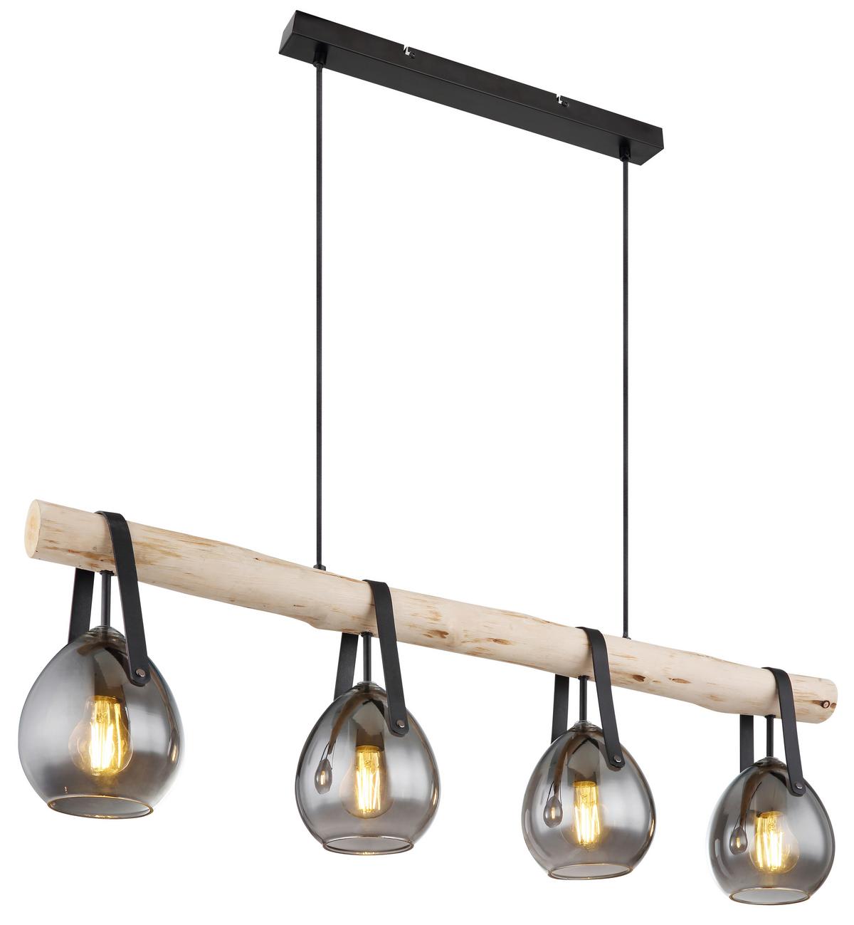 Viseća Svjetiljka 15568-4h - crna, Design, staklo/metal (100/15/117cm) - Globo