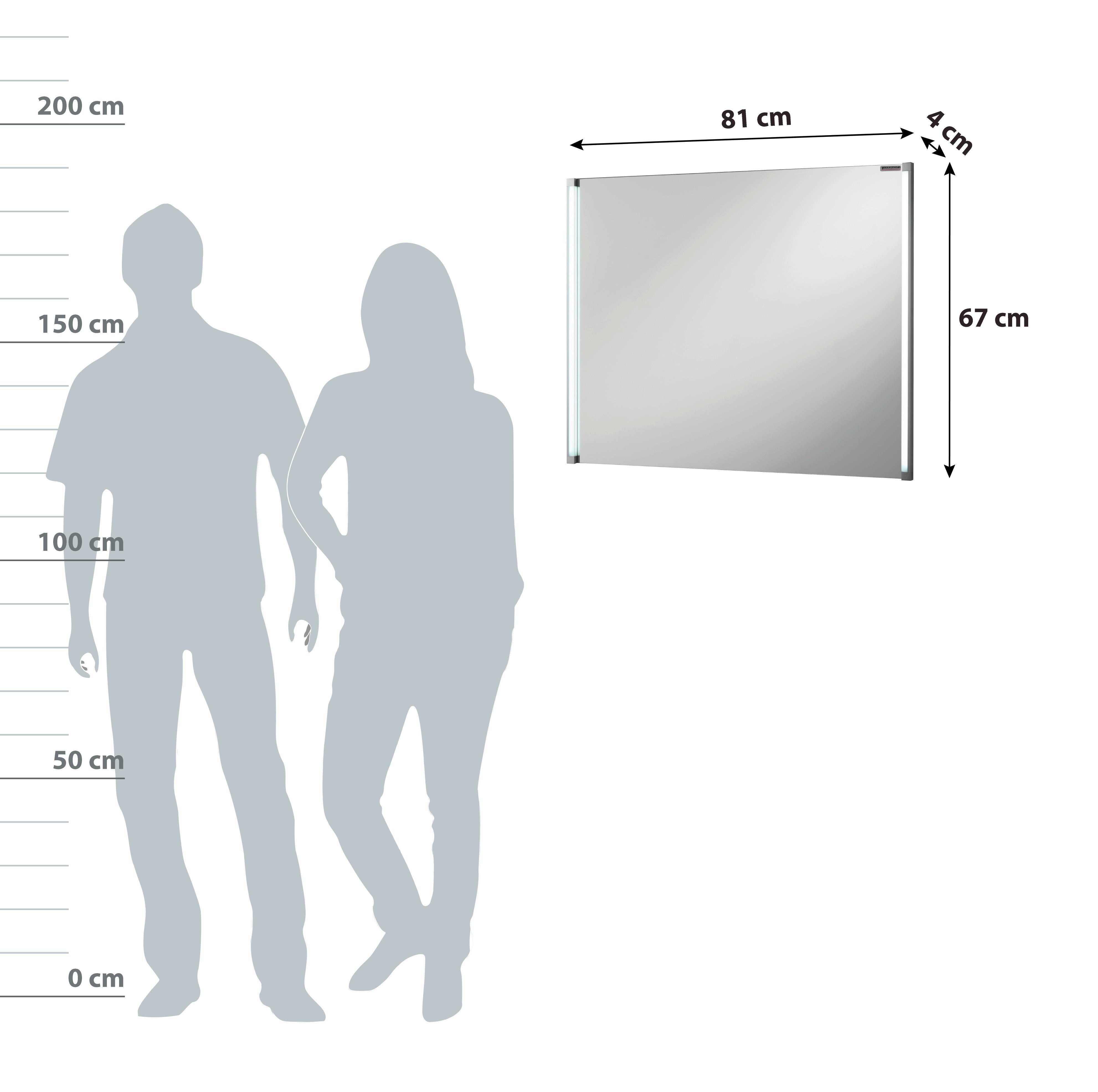 Wandspiegel "LED-LINE" , silber - Alufarben, Basics, Glas/Holzwerkstoff (81/67/4cm) - MID.YOU