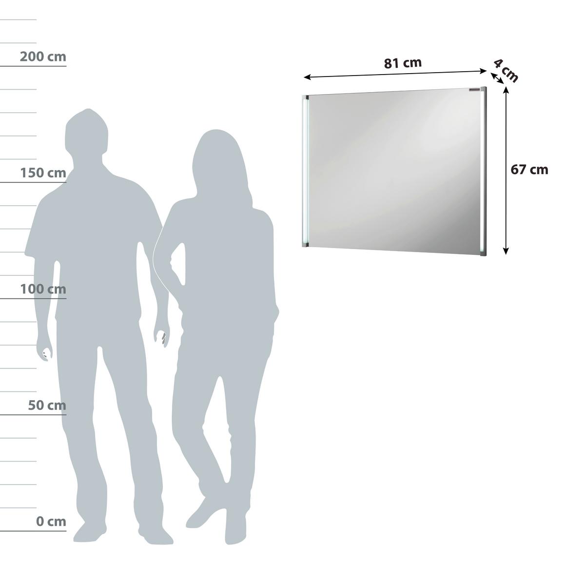 Wandspiegel "LED-LINE" , silber - Alufarben, Basics, Glas/Holzwerkstoff (81/67/4cm) - MID.YOU