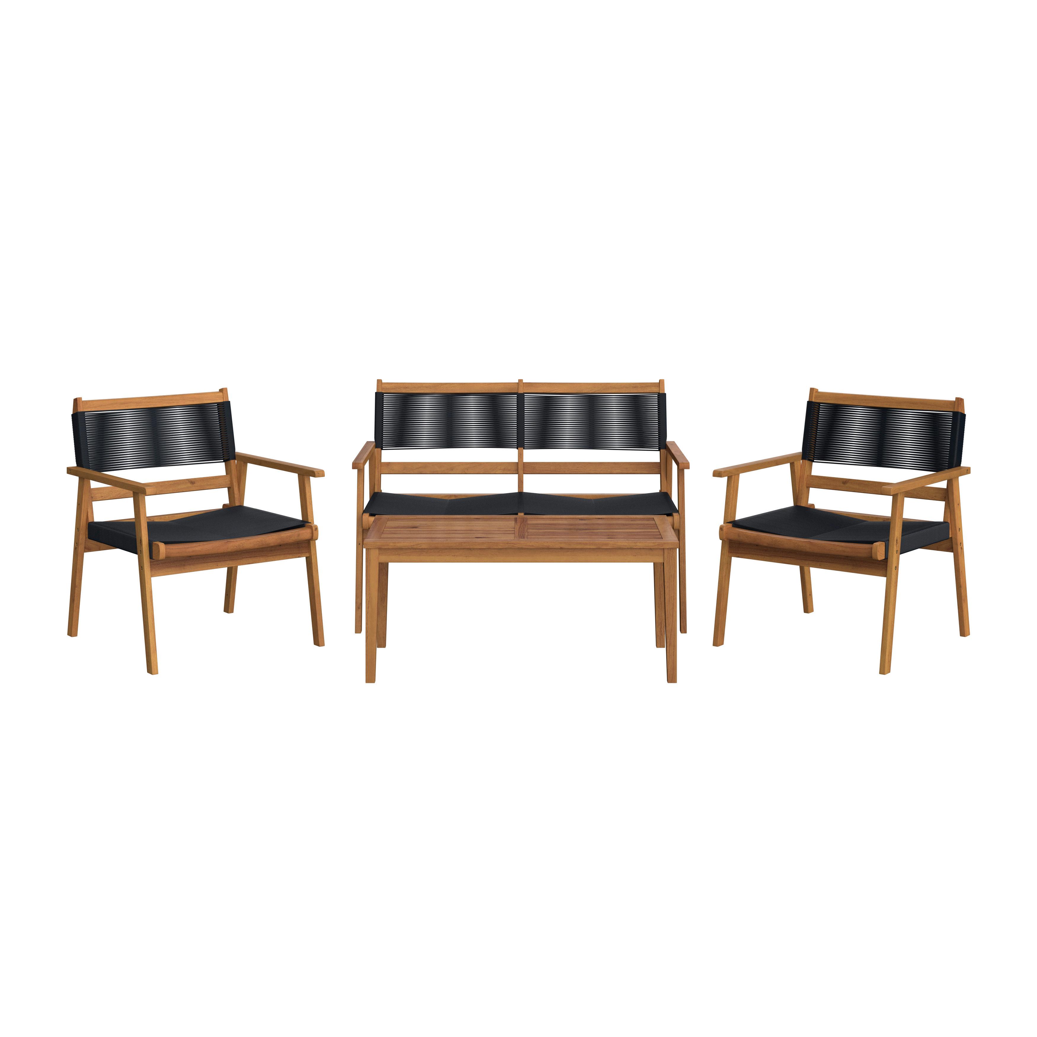 Loungegarnitur Enrica Schwarz/Akazie Rope - Schwarz/Akaziefarben, MODERN, Holz/Kunststoff (120/84/70cm) - Bessagi Garden