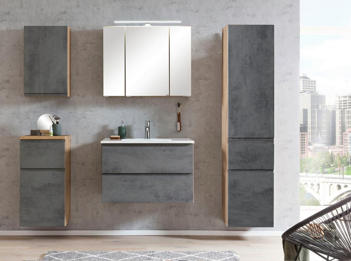 Hochschrank Varese ca. 40x180 cm Hellgrau/Eiche - Eiche Wotan/Hellgrau, MODERN, Holzwerkstoff (40/180/35cm) - Held