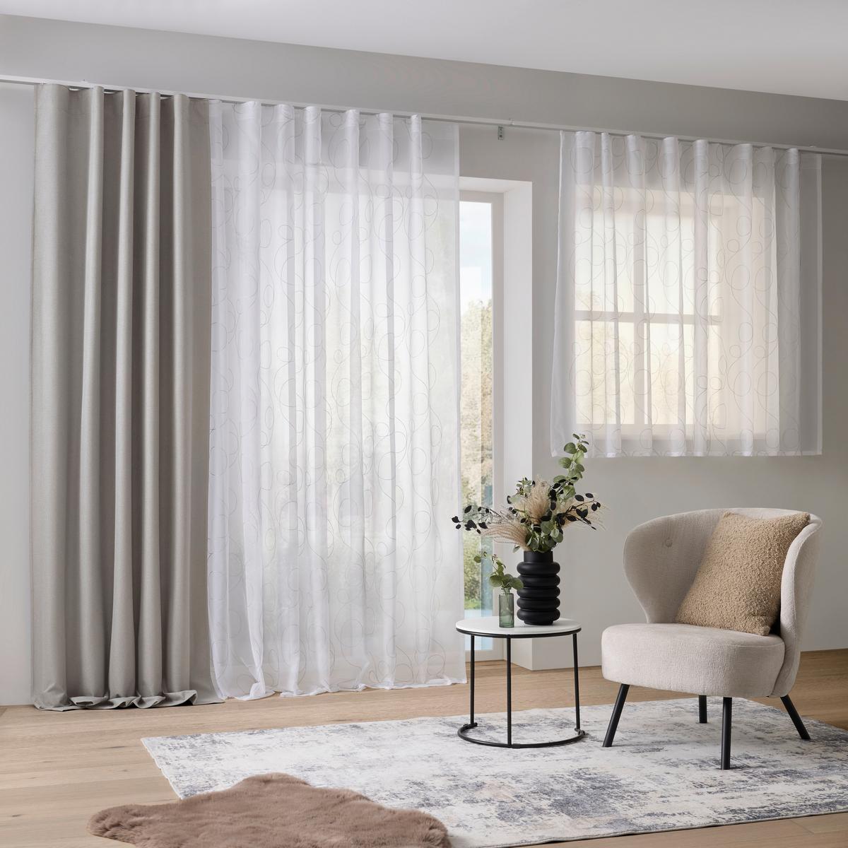 Sötétítőfüggöny Allan - fehér, Romantik / Landhaus, textil (135/255cm) - Premium Living