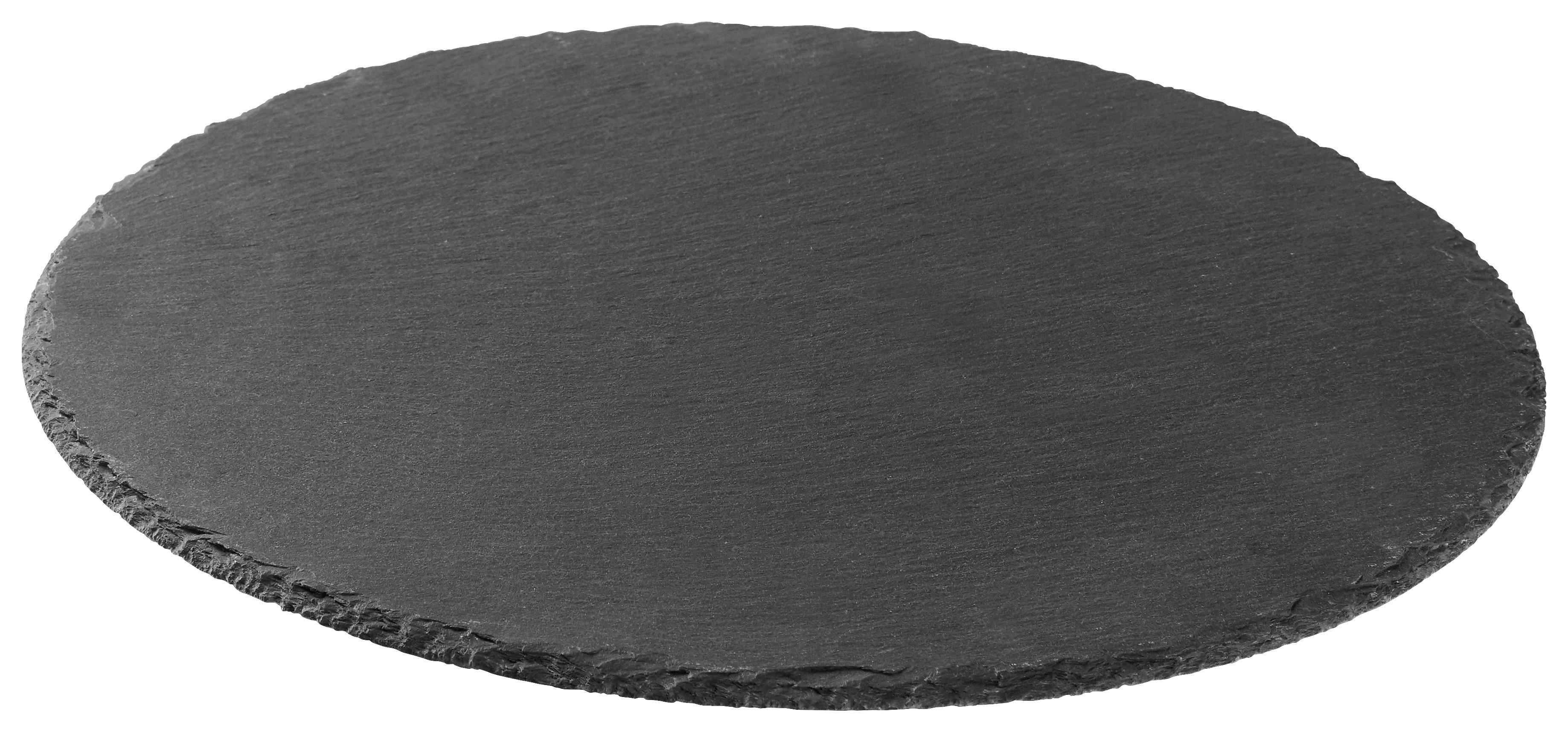 Servierplatte Stoney in Schwarz Ø ca. 40cm - Schwarz, Modern, Kunststoff/Stein (40/0,7cm) - Zandiara