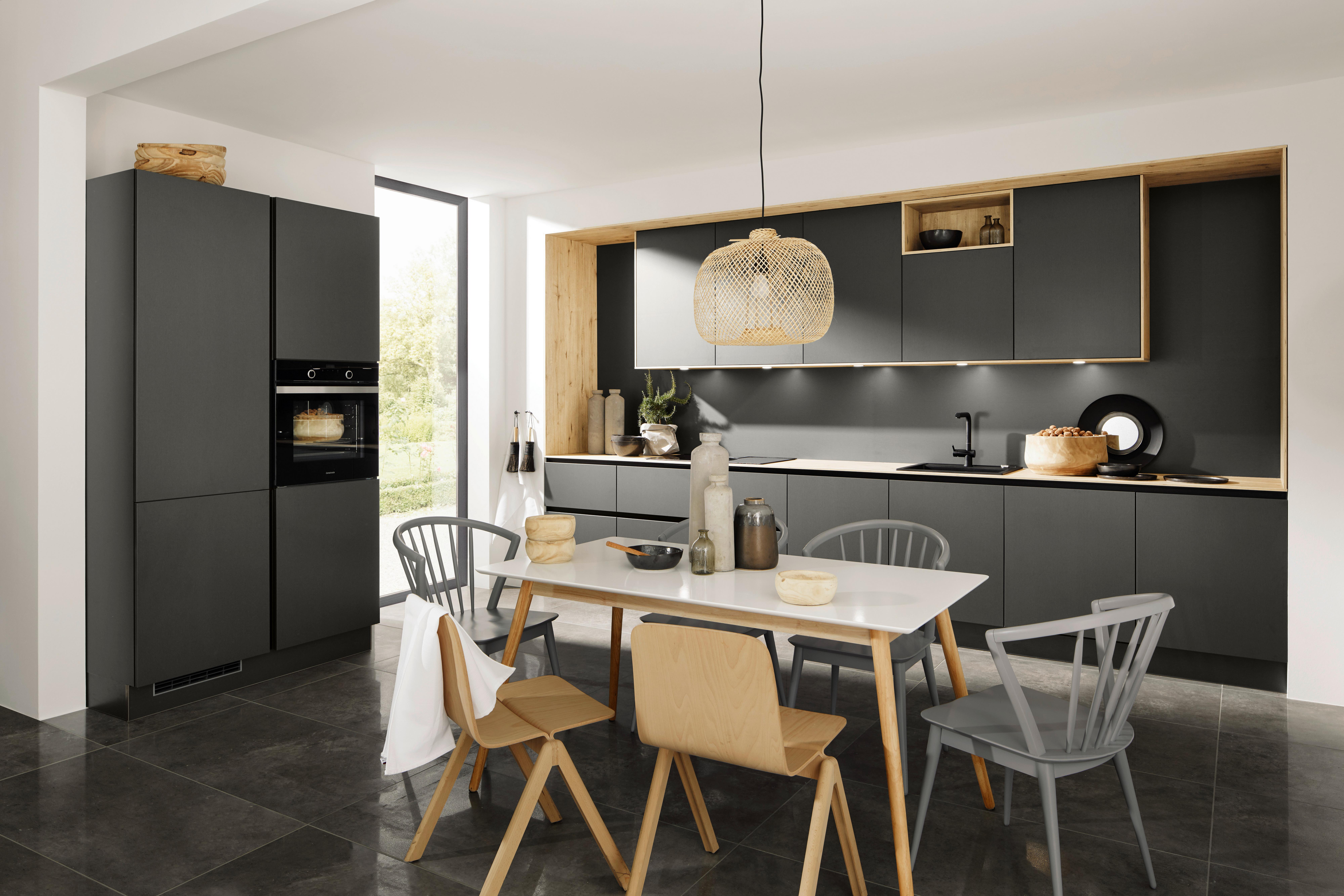 Einbauküche Titan in Graphitfarben - Graphitfarben, MODERN, Holzwerkstoff - Nolte Küchen