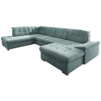 Wohnlandschaft Zira Mintgrün Nylon/Mikrofaser - Chromfarben/Mintgrün, Design, Kunststoff/Textil (212/330/169cm) - Livetastic