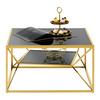 TABLE BASSE ANGEL II - couleur doré/noir, MODERN, métal/verre (70/70/38cm) - Mömax