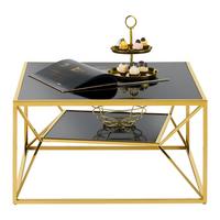Klubska Miza Angel Ii - zlate barve/črna, Moderno, kovina/steklo (70/38/70cm) - Mömax