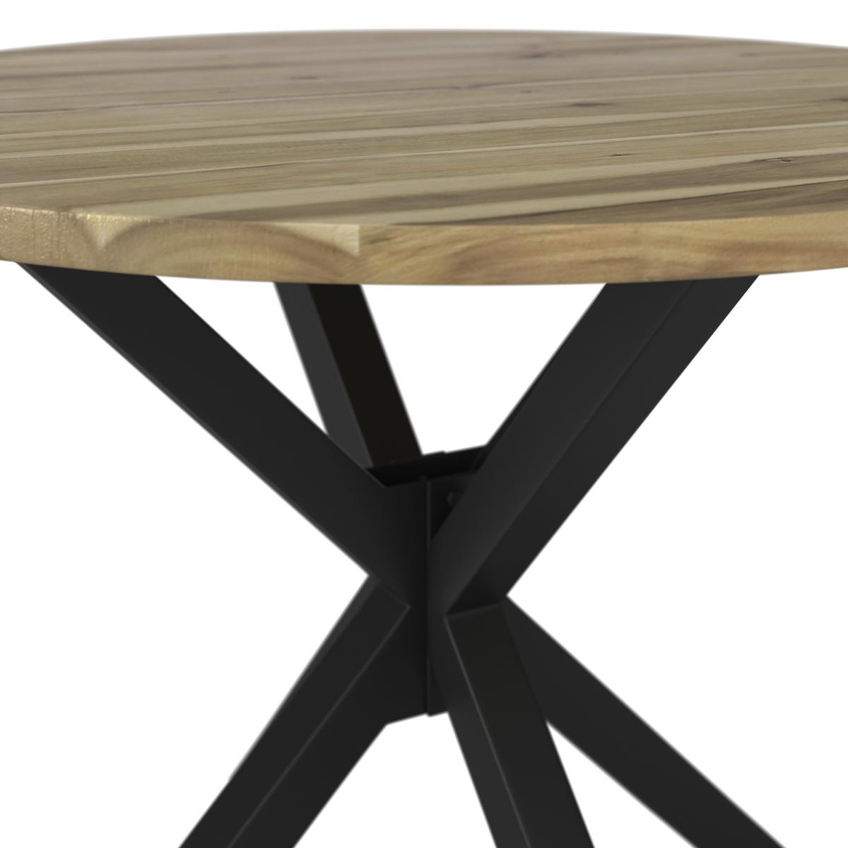 Esstisch rund Gemma Akazie massiv Ø ca. 100 cm - Schwarz/Akaziefarben, MODERN, Holz/Metall (100/76cm) - Bessagi Home
