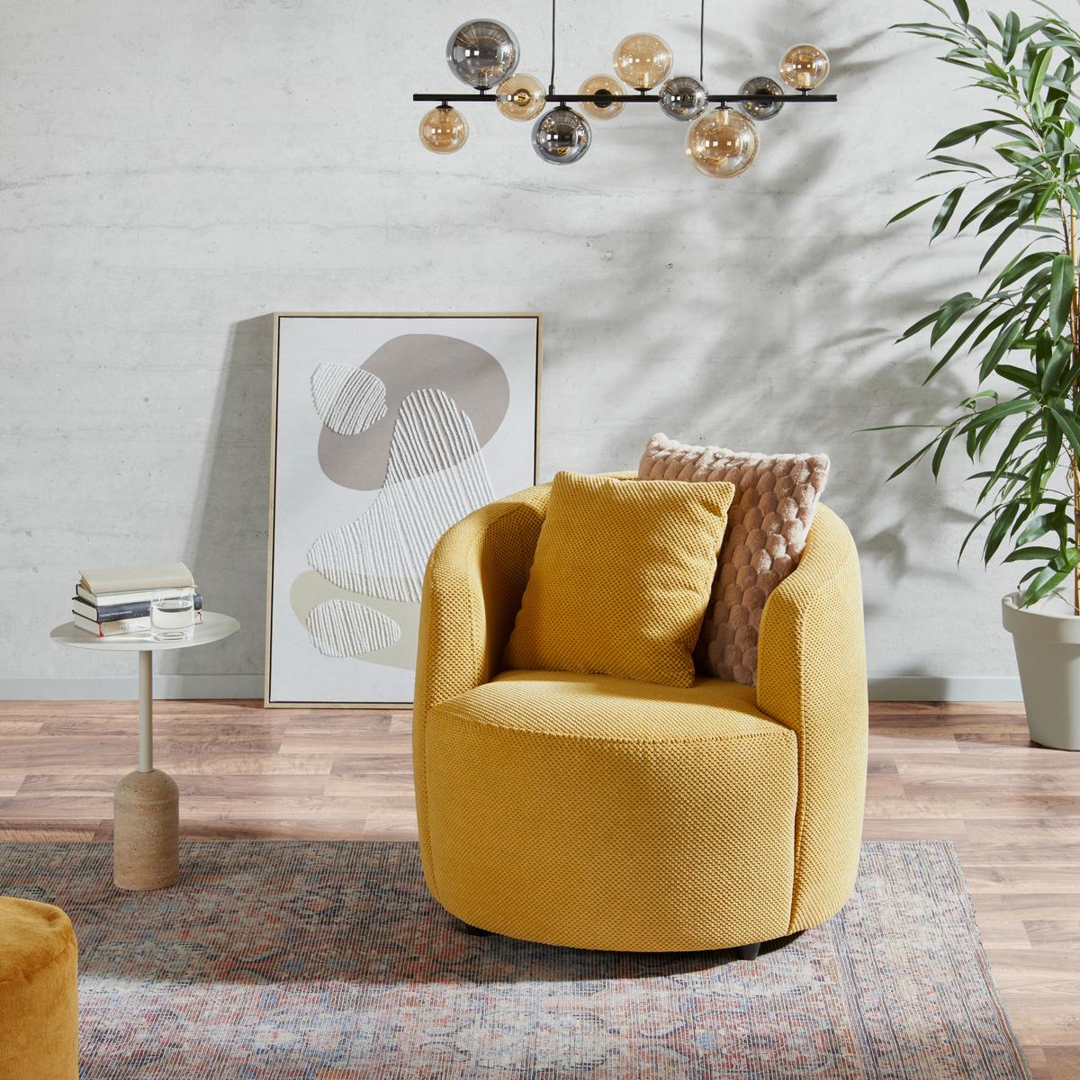 Fotel Levi - mustársárga, Modern, textil (81/74/81cm)