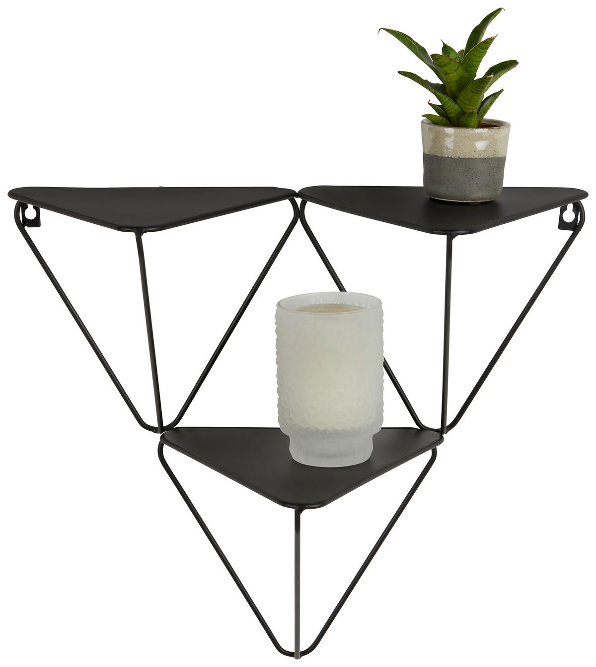 Wandregal in Schwarz - Schwarz, MODERN, Metall (48/42/22cm) - Mömax