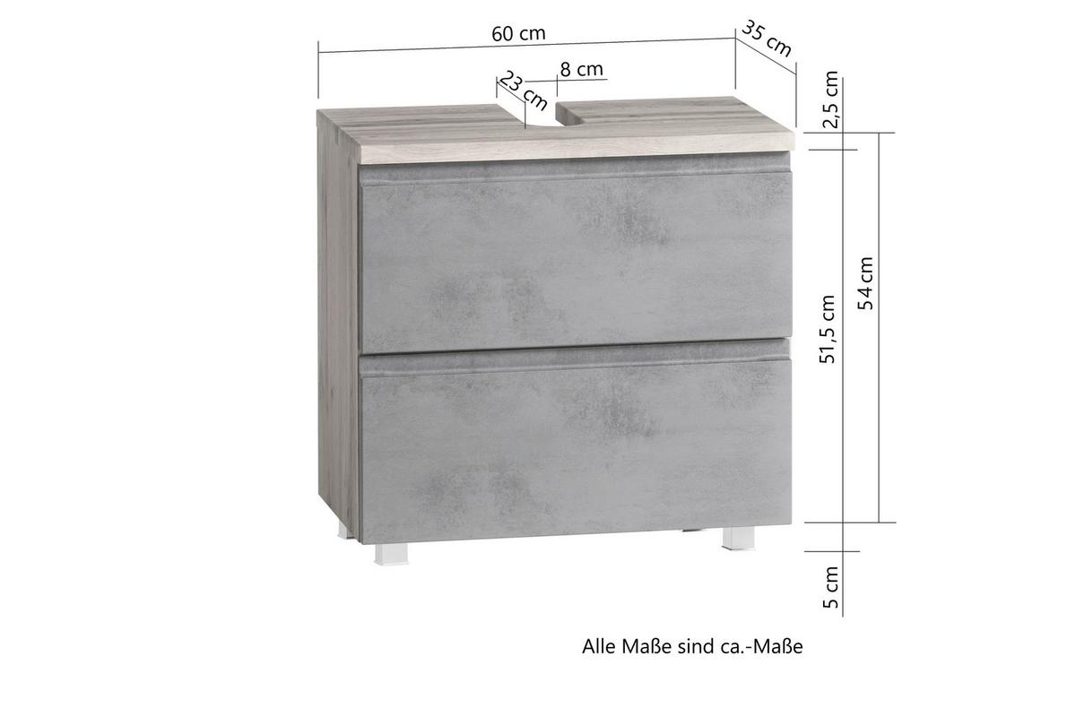 Waschbeckenunterschrank Varese ca. 60x56 cm Wotan Eiche - Eiche Wotan/Grau, MODERN, Holzwerkstoff (60/56/35cm) - Held