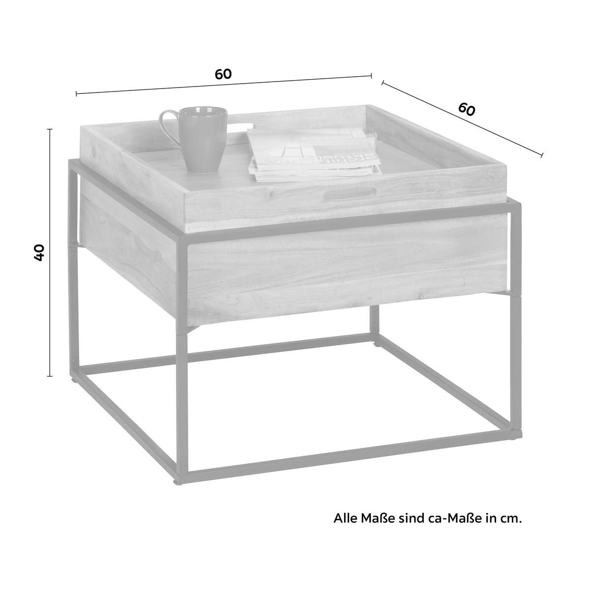 Dohányzóasztal, Akác Connor - akáciaszínű/fekete, Lifestyle, fa/fém (60/60/40cm) - Zandiara