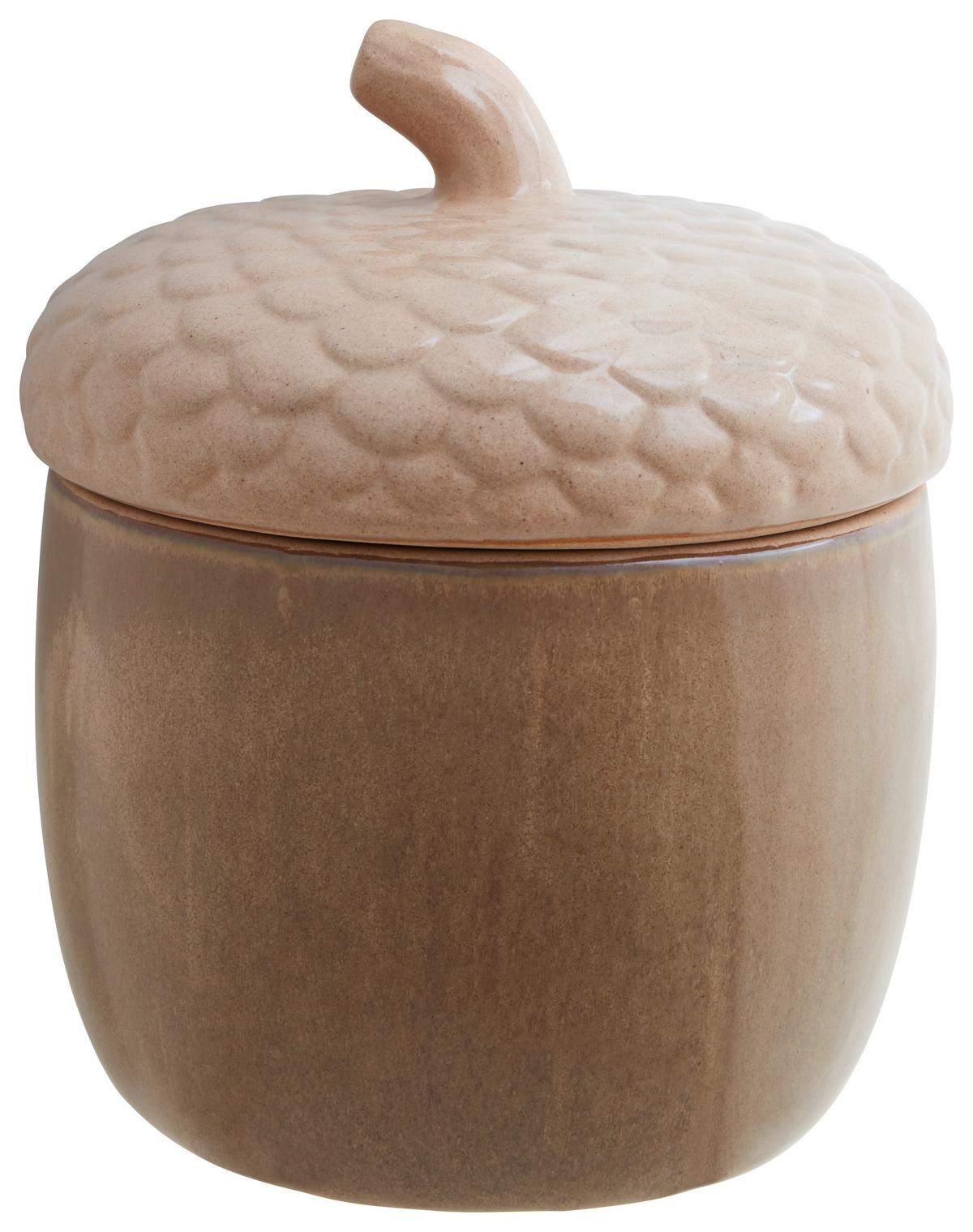 Dekodose Acorn Braun/Beige Ø ca. 13,2cm - Beige/Braun, Konventionell, Keramik (13,2/15,4cm) - Modern Living