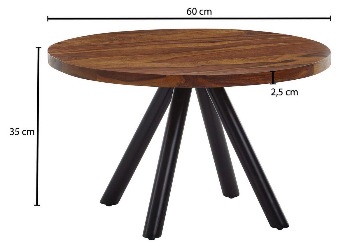 Klubska Miza Wohnling - črna/barve indijskega rožnega lesa, Moderno, kovina/les (60/60/35cm) - MID.YOU