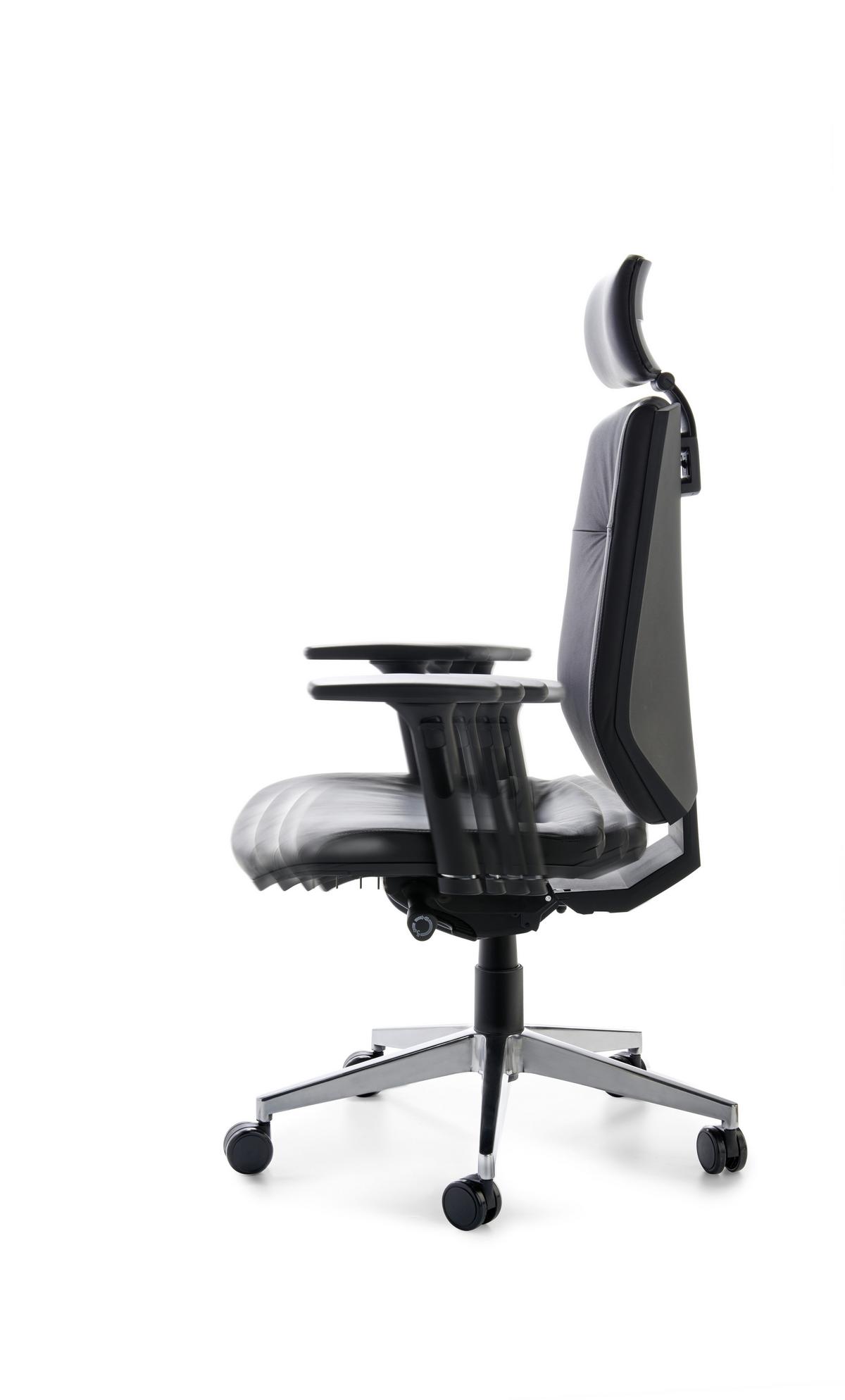 Drehstuhl My Contract Line Schwarz - Chromfarben/Schwarz, ROMANTIK / LANDHAUS, Leder/Holz (66/123-141/62cm) - MID.YOU