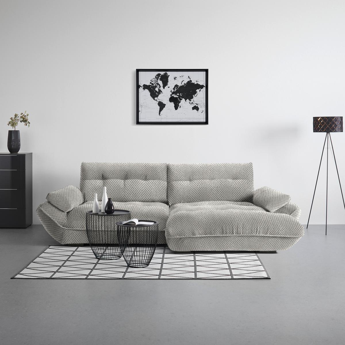 Wohnlandschaft Vivo Lavagrau - Lavagrau/Schwarz, MODERN, Kunststoff/Textil (317/63/179cm) - Premium Living