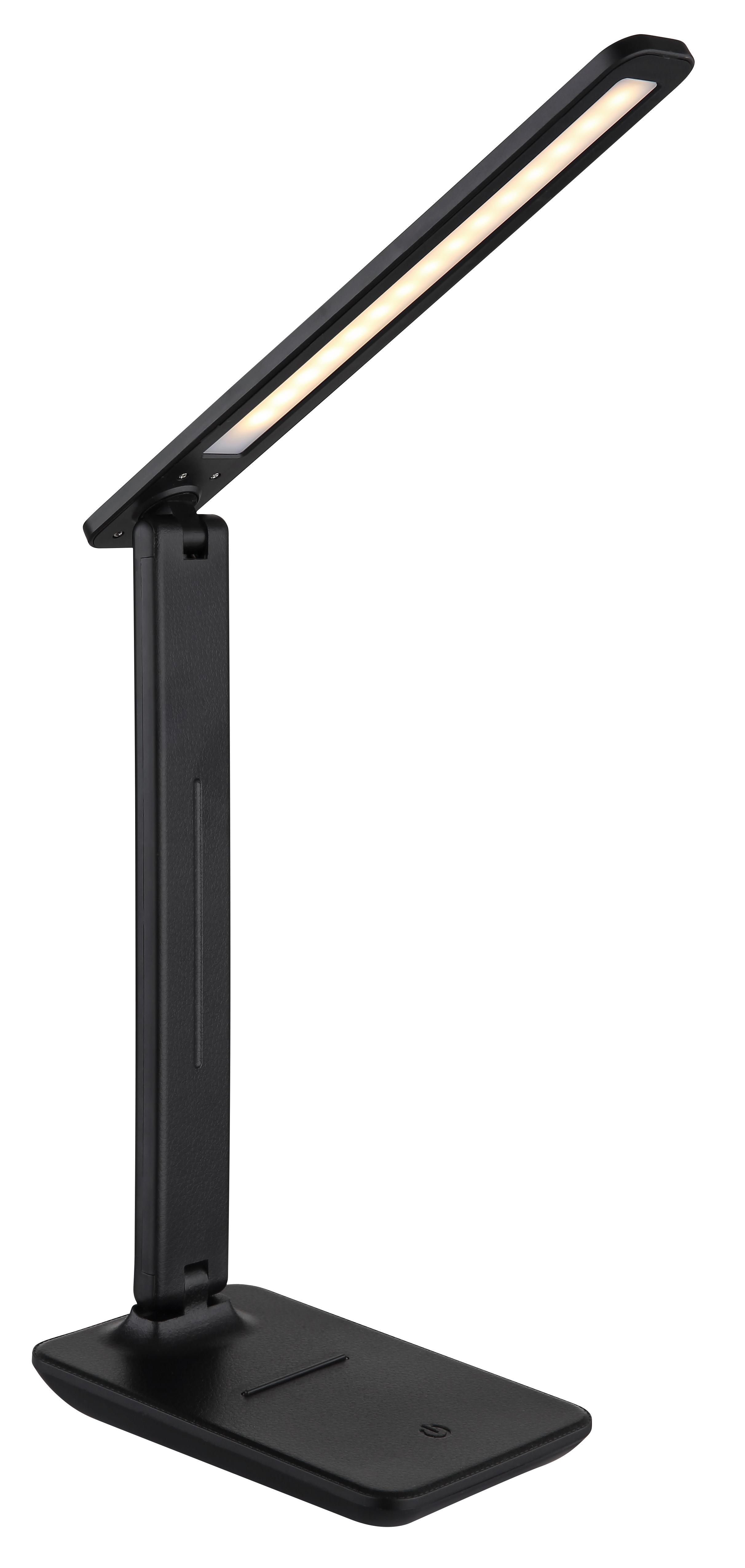 LED-SCHREIBTISCHLEUCHTE 58439S - Opal/Schwarz, Design, Leder/Kunststoff (28/11,5/50cm) - Globo