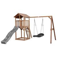 SPIELTURM A025.124.80 - Blau/Schwarz, KONVENTIONELL, Holz/Kunststoff (356,6/241,9/349cm) - Ambia Garden