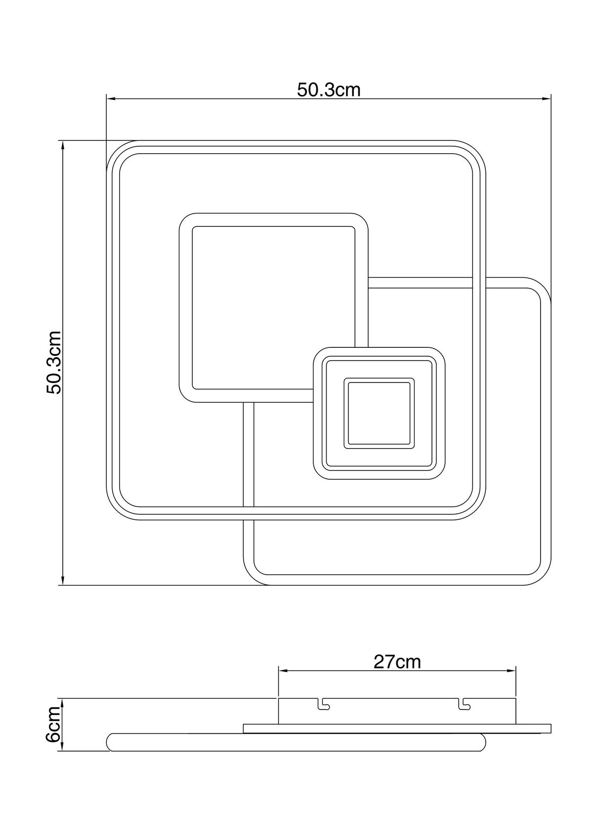 LED-DECKENLEUCHTE 48441-50SH RODERICK - Weiss/Opal, Konventionell, Kunststoff/Metall (50,3/50,3/6cm) - Globo