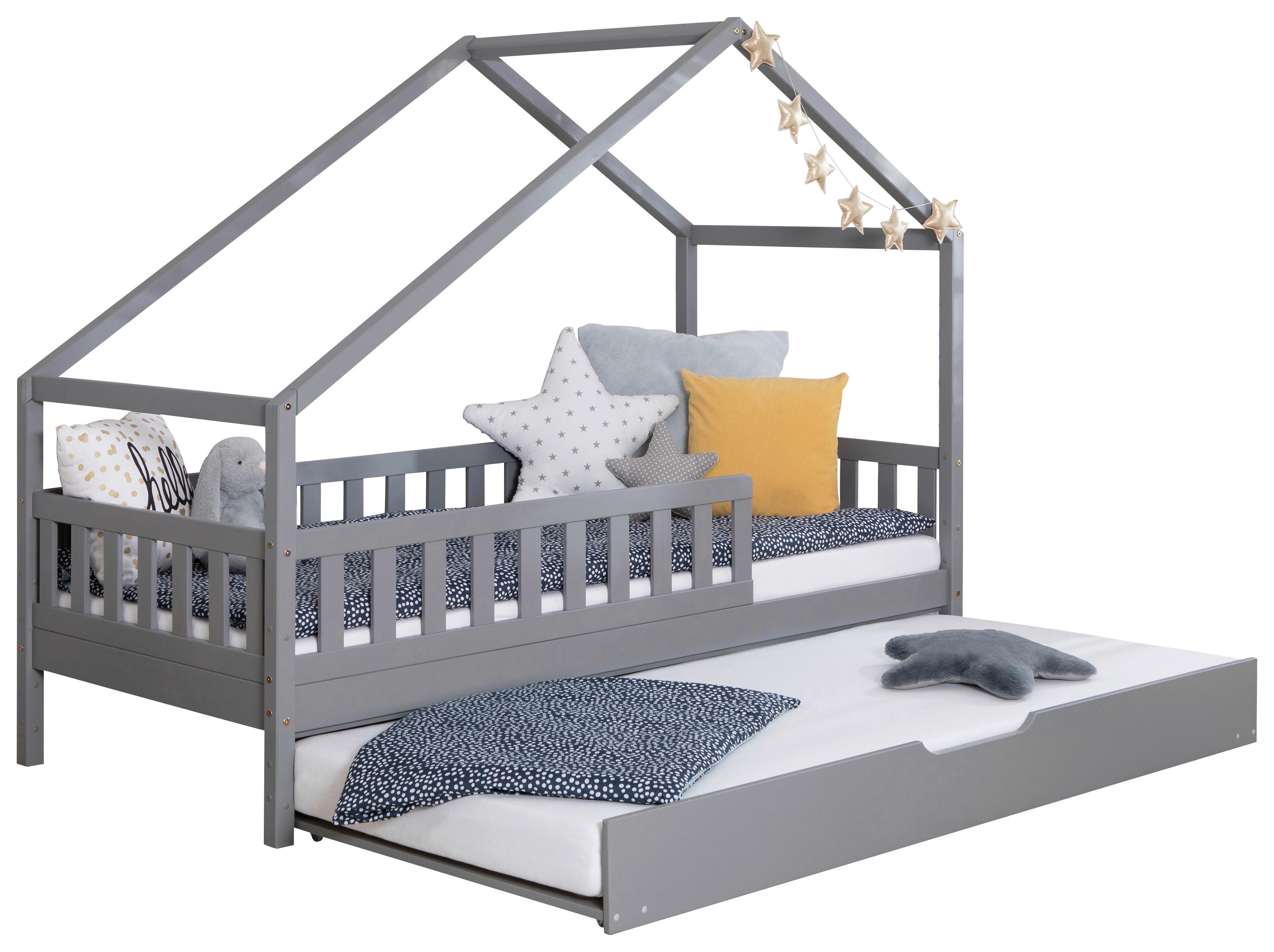 Hausbett Lou m. Zusatzbett ca. 120x200 cm Holz Hellgrau - Hellgrau/Naturfarben, MODERN, Holz (120/200cm) - MID.YOU