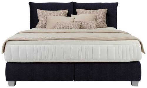 Boxspringbett Fog in Schwarz ca. 160x200cm - Silberfarben/Schwarz, LIFESTYLE, Holz/Holzwerkstoff (160/200cm) - Premium Living