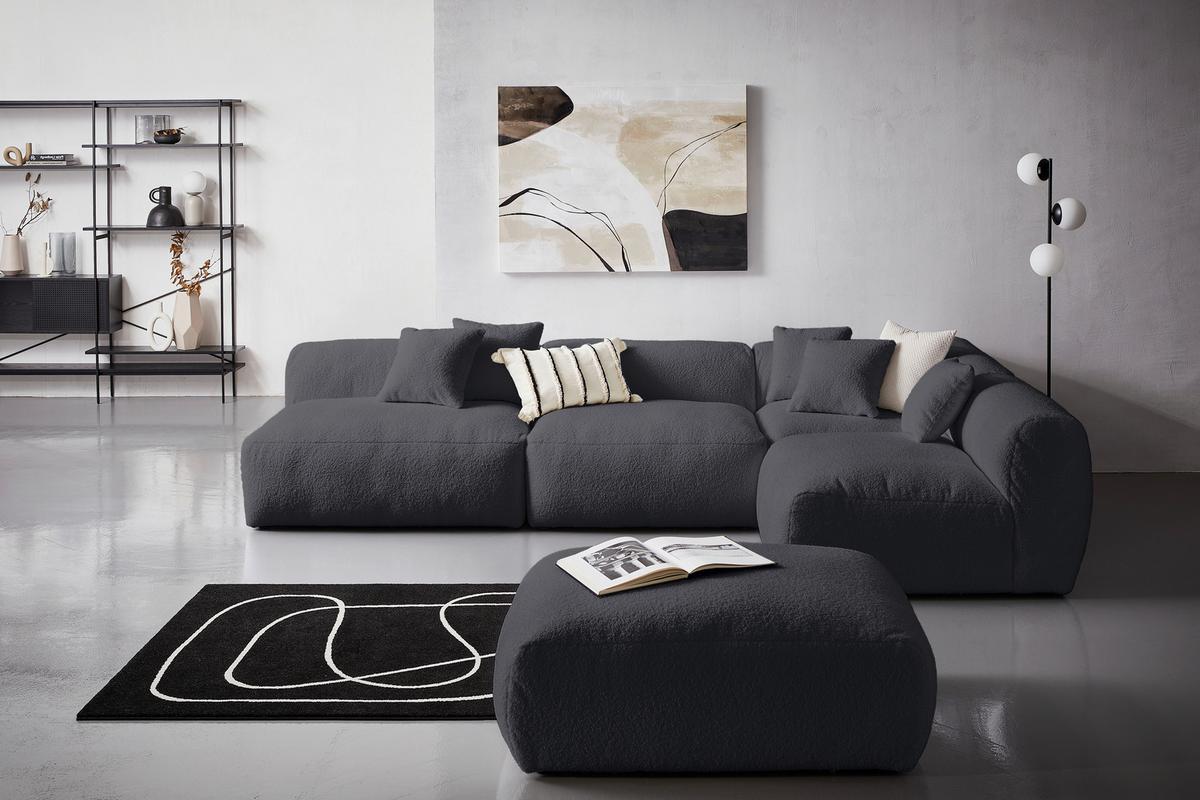 Modul Sofaelement Bloom Ecke Dunkelgrau - Dunkelgrau, Trend, Textil (115/70/115cm) - Livetastic