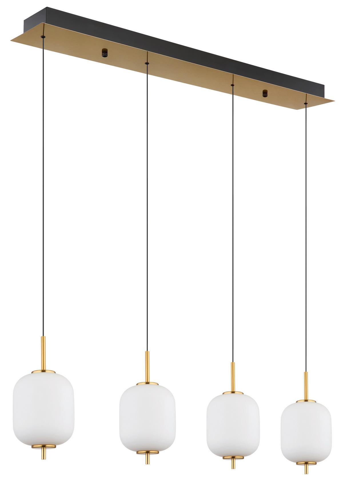 LED-Hängeleuchte Ewald Opal/Schwarz/Messing max. 26 W - Messingfarben/Opal, KONVENTIONELL, Glas/Kunststoff (94,5/13,5/220cm) - Globo