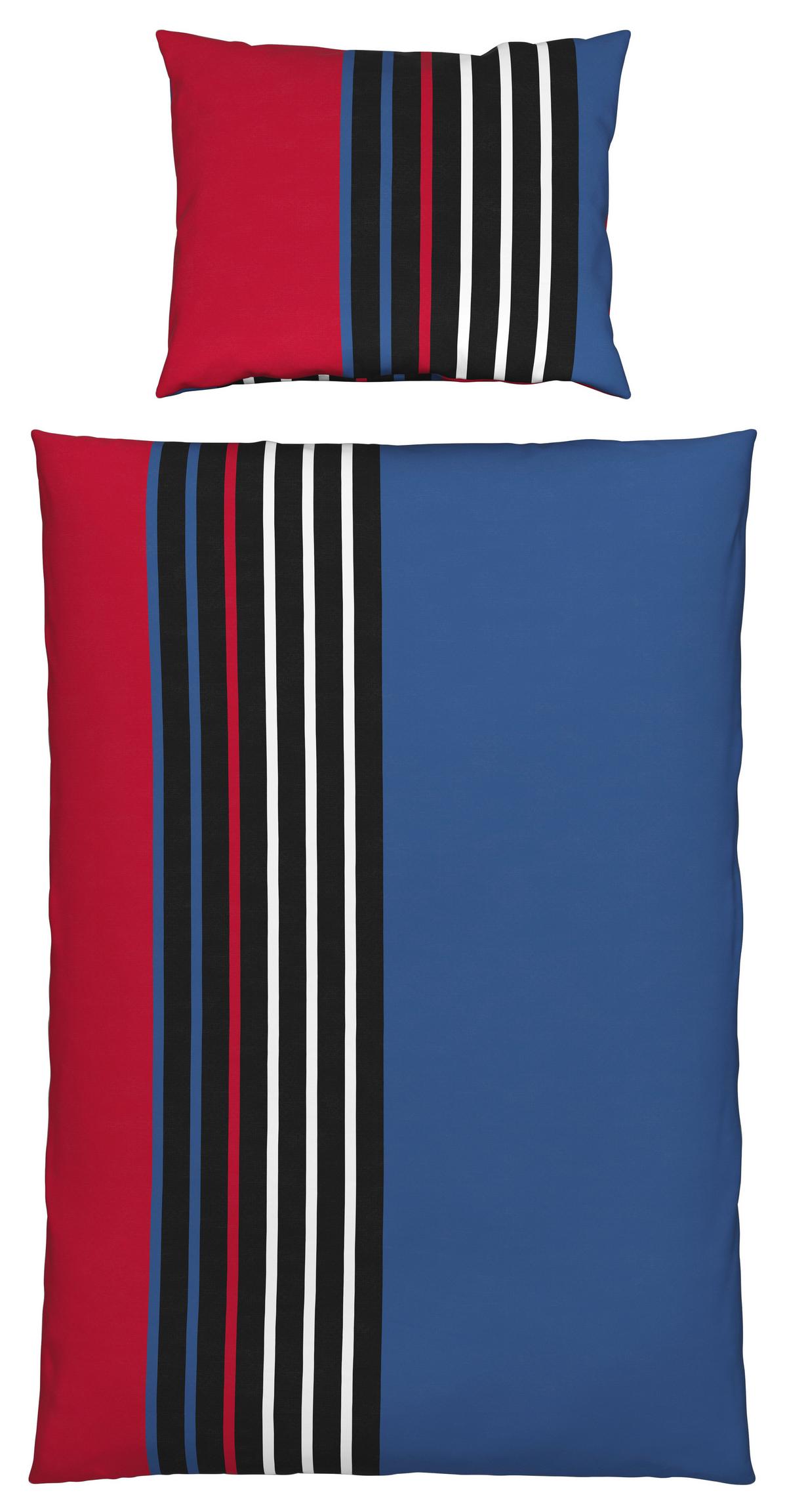 Posteljina Anton 140x200/60x80 Cm - plava/crvena, Konvencionalno, tekstil (140/200cm) - Modern Living